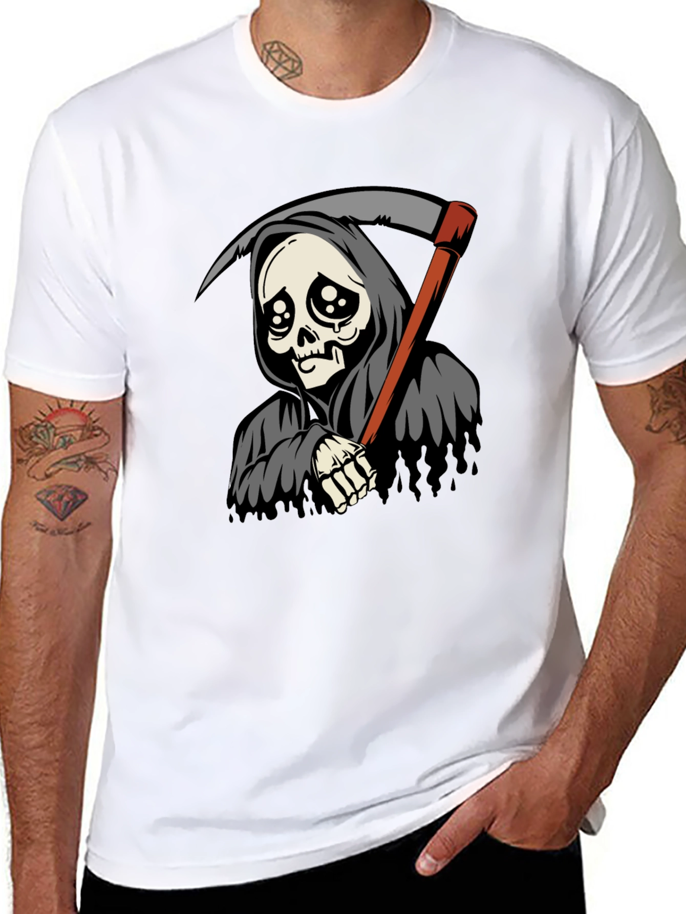 Sad Reaper Graphic Tee - Black Cotton T-Shirt