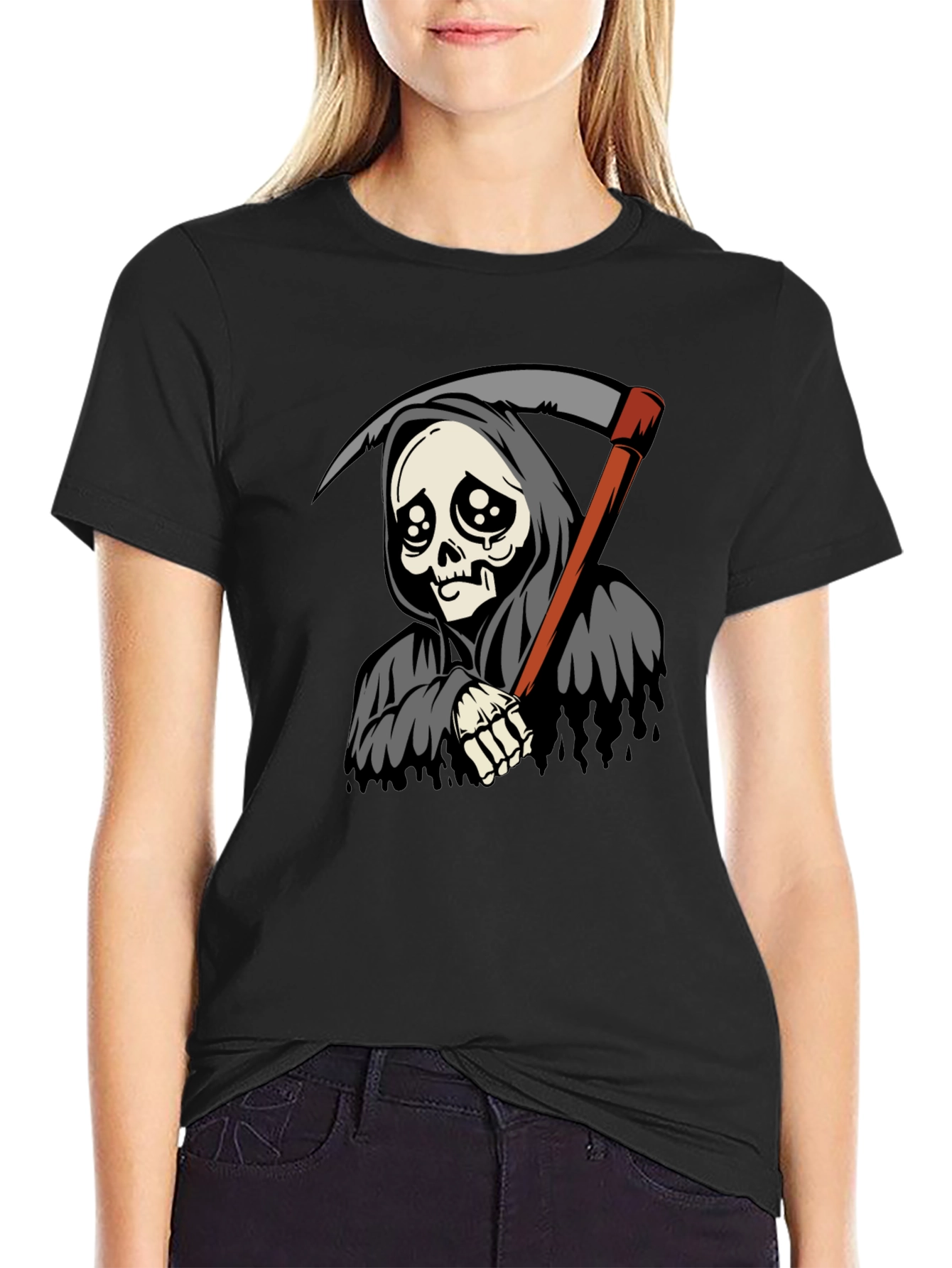 Sad Reaper Graphic Tee - Black Cotton T-Shirt