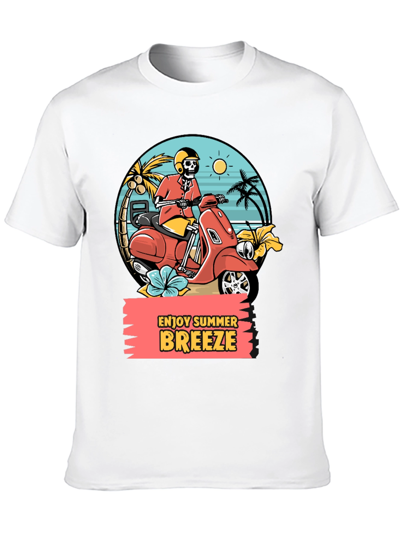 Summer Breeze Skeleton Scooter Graphic Tee