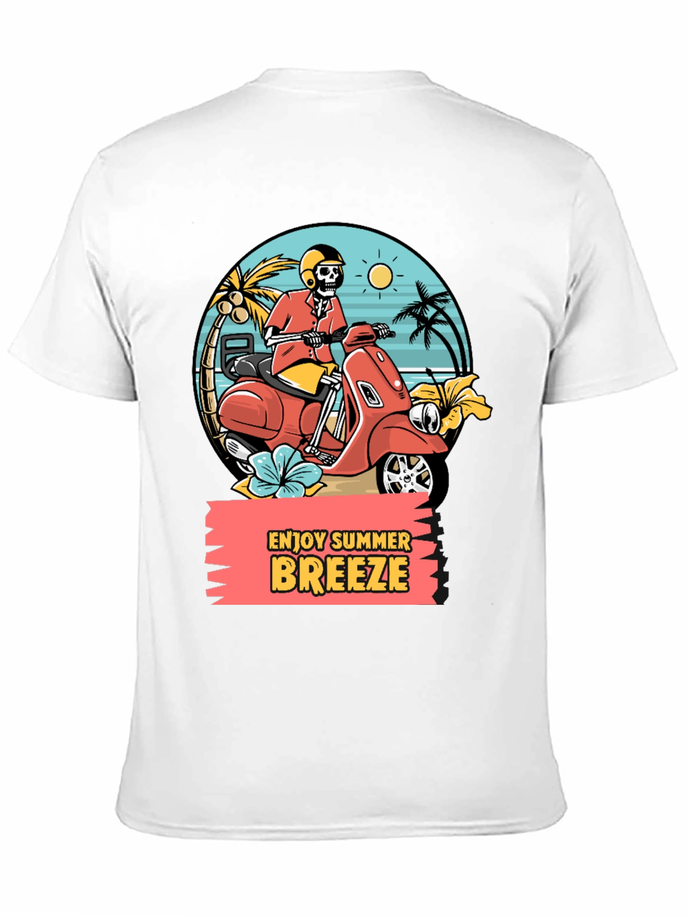Summer Breeze Skeleton Scooter Graphic Tee