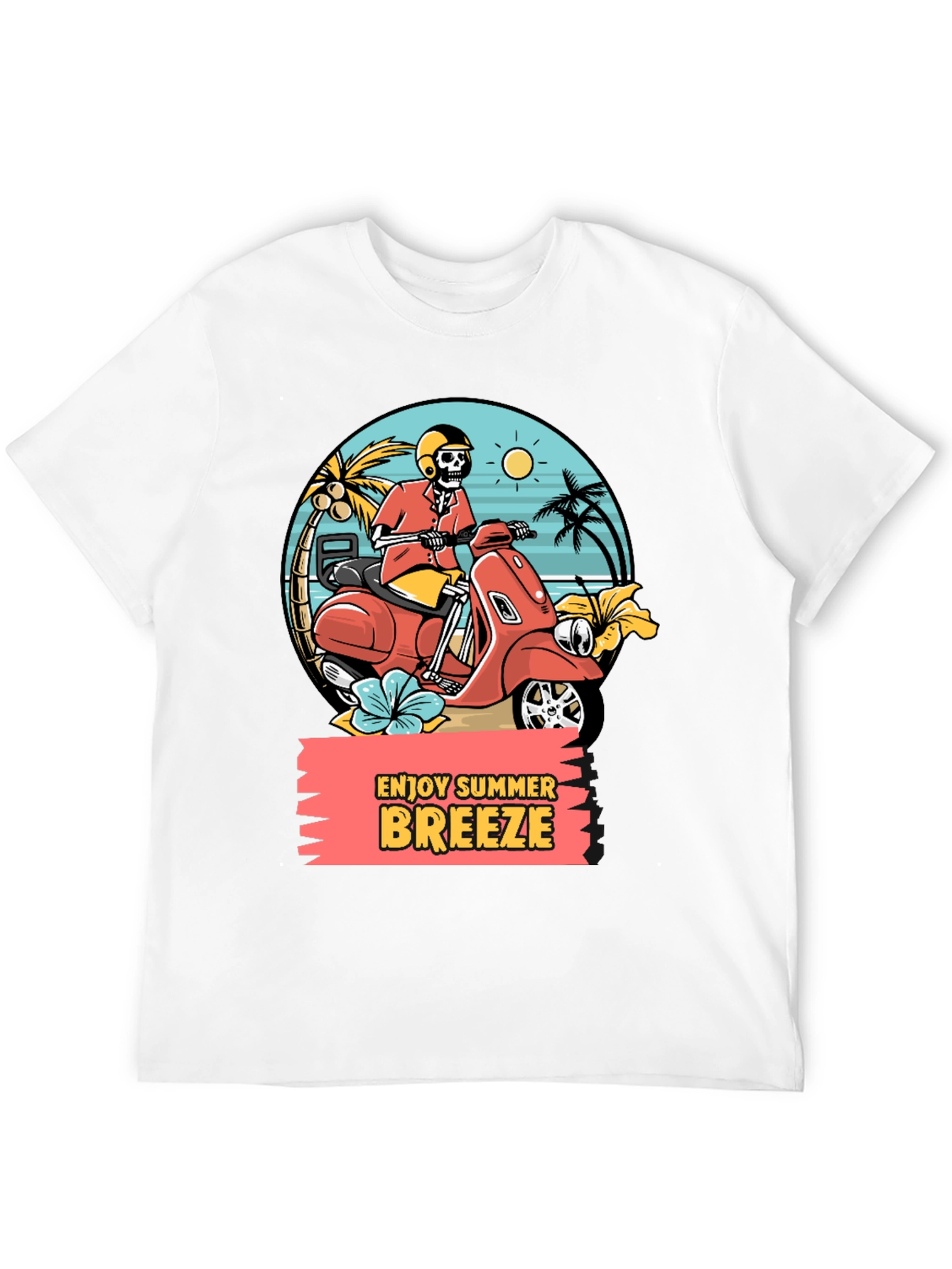 Summer Breeze Skeleton Scooter Graphic Tee