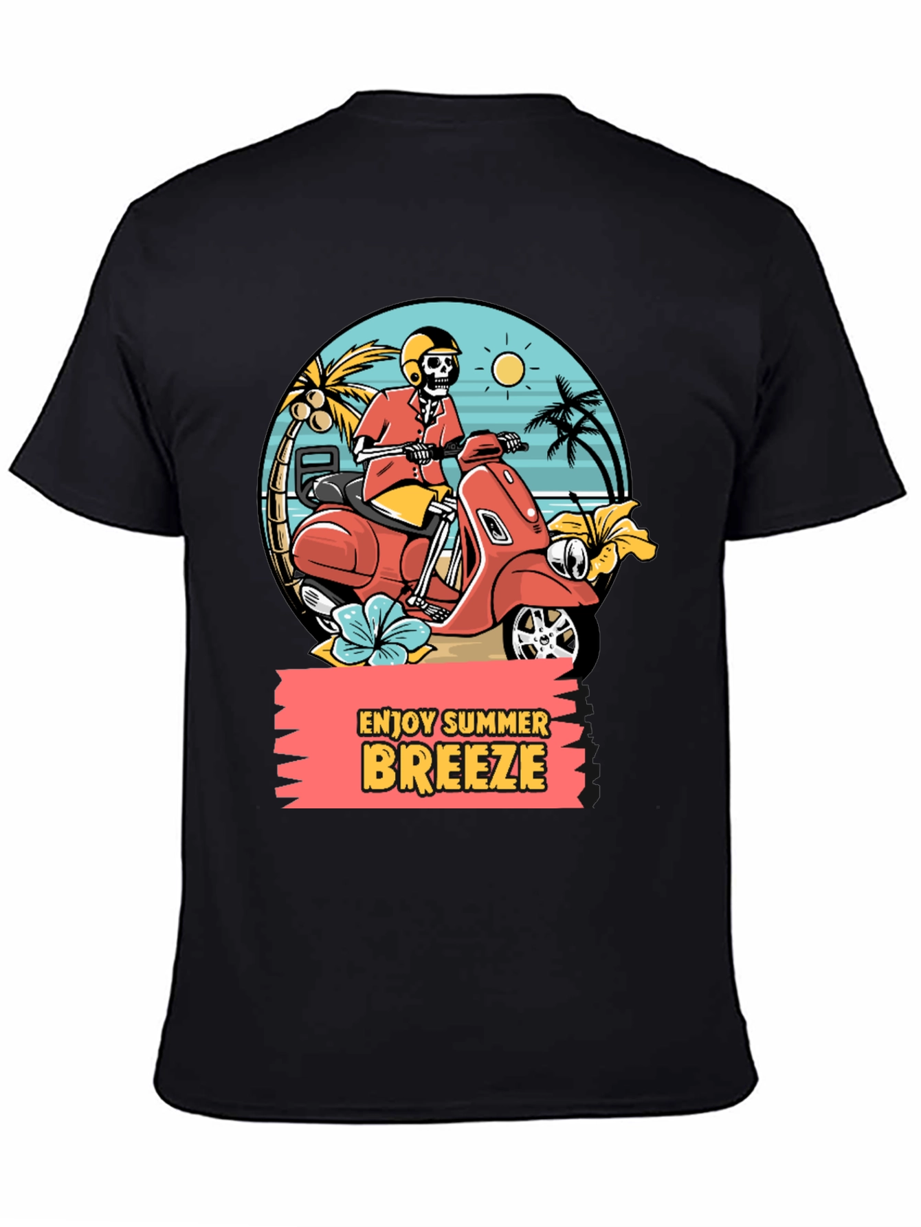 Summer Breeze Skeleton Scooter Graphic Tee