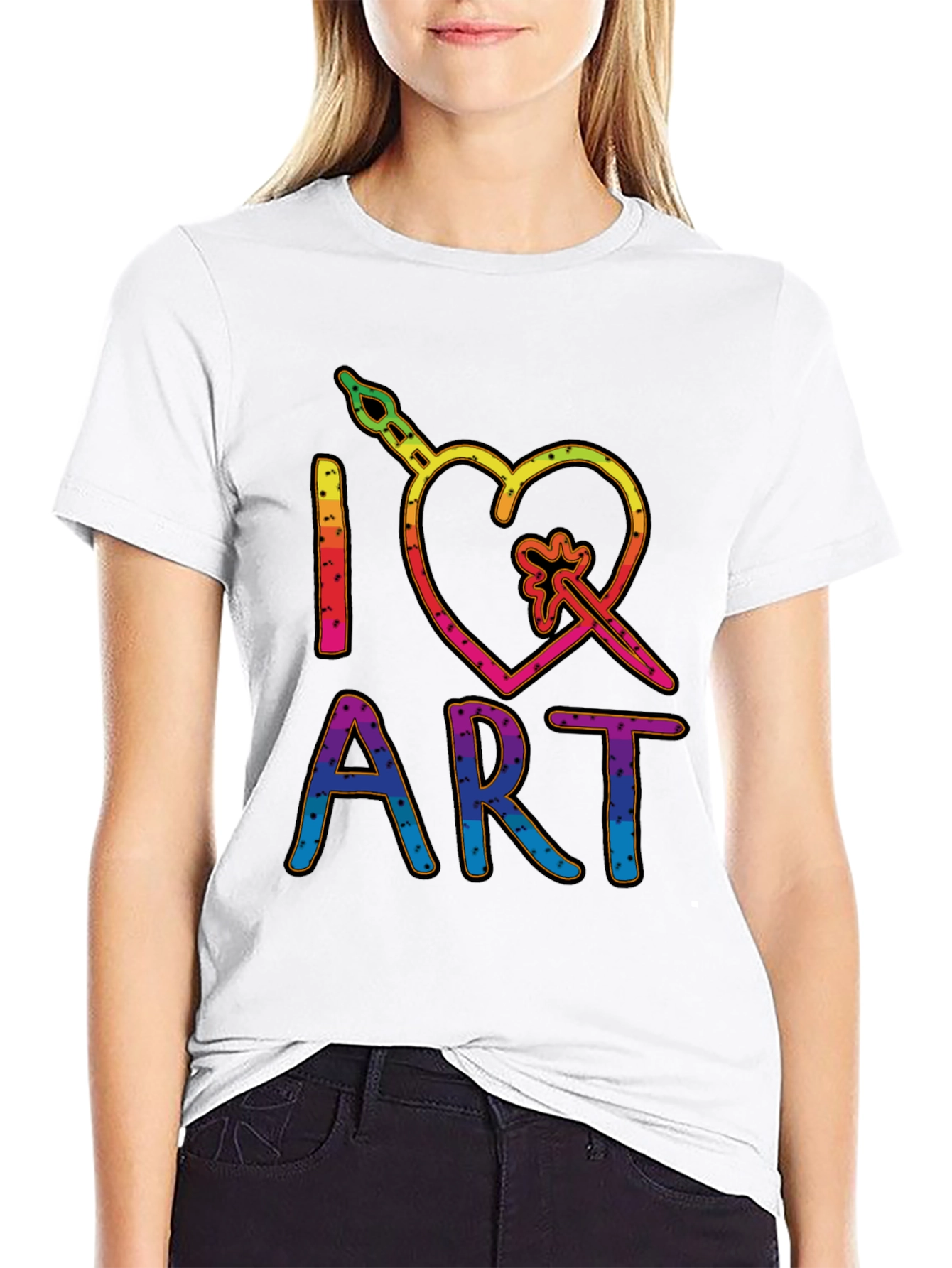 I Heart Art Graphic T-Shirt - Rainbow Design
