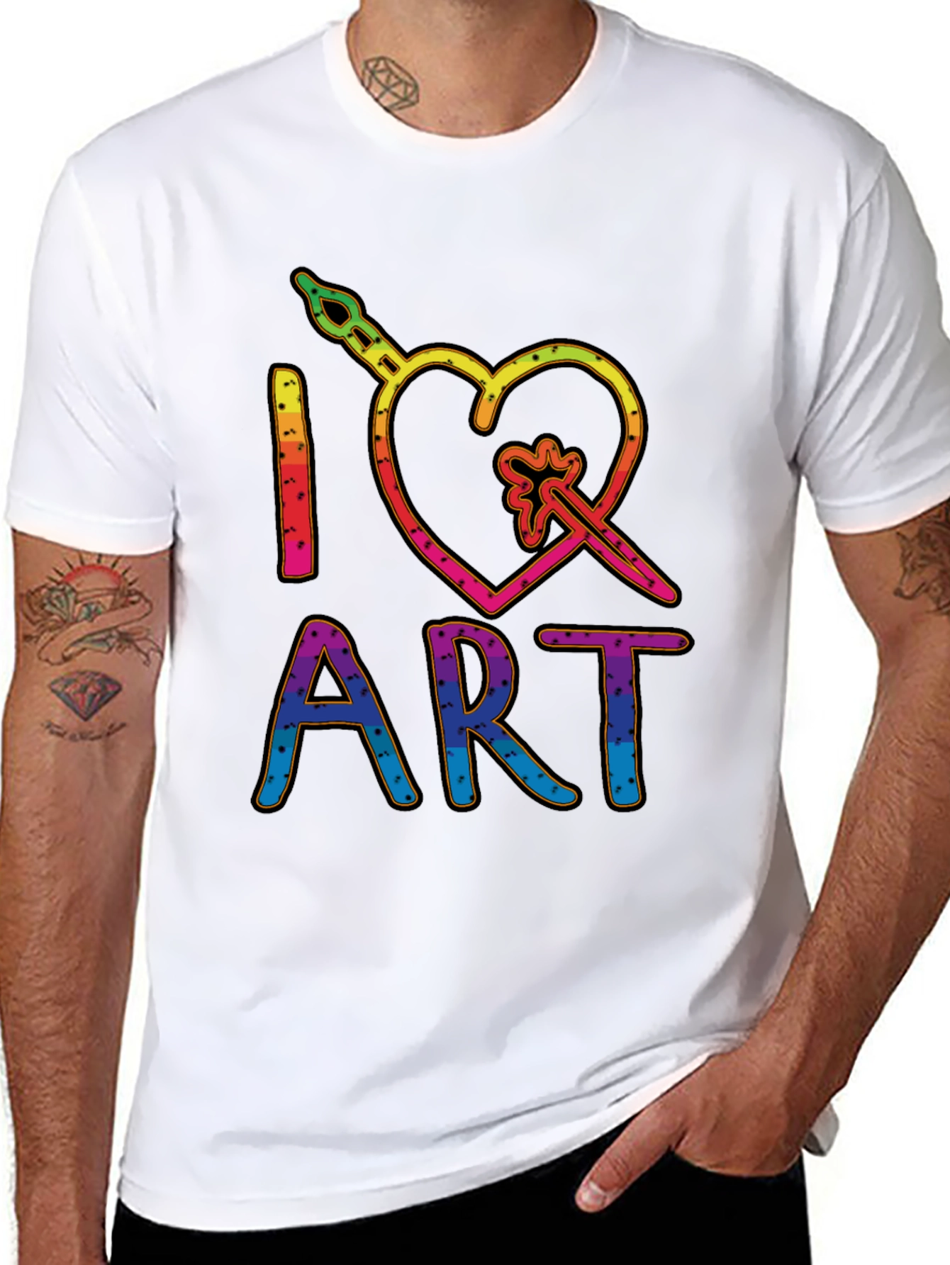 I Heart Art Graphic T-Shirt - Rainbow Design