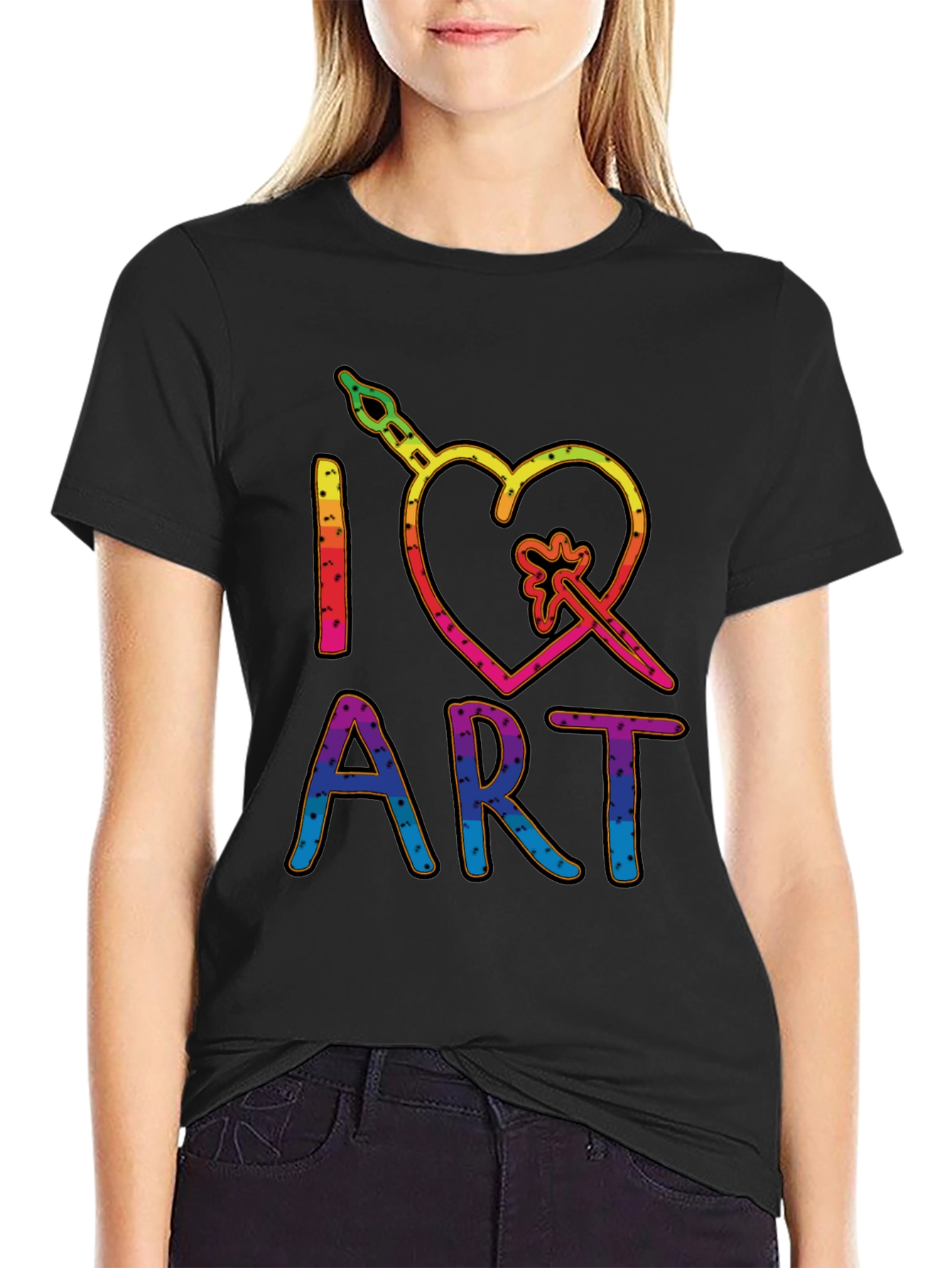 I Heart Art Graphic T-Shirt - Rainbow Design