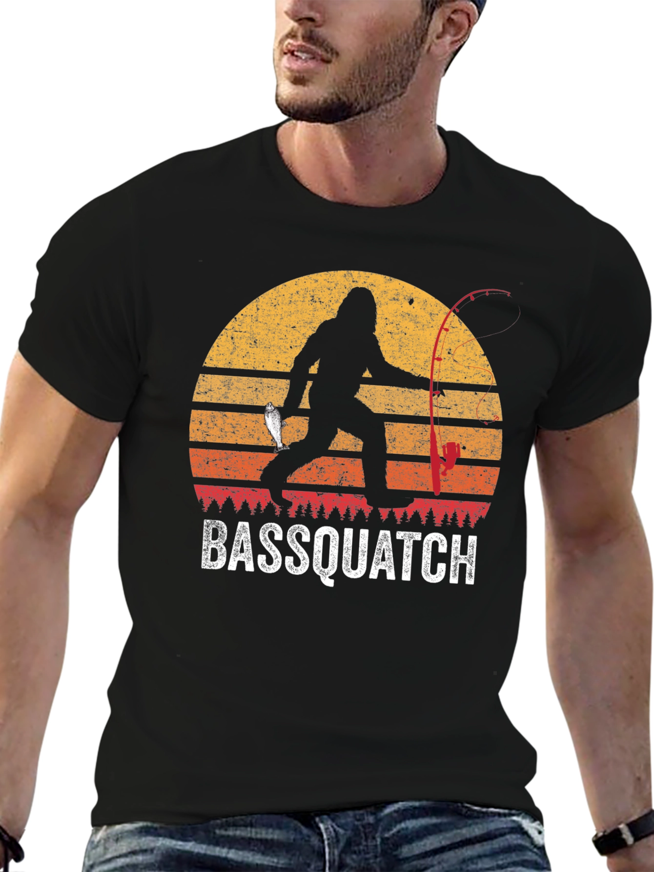 Bassquatch Graphic Tee - Bigfoot Fishing T-Shirt