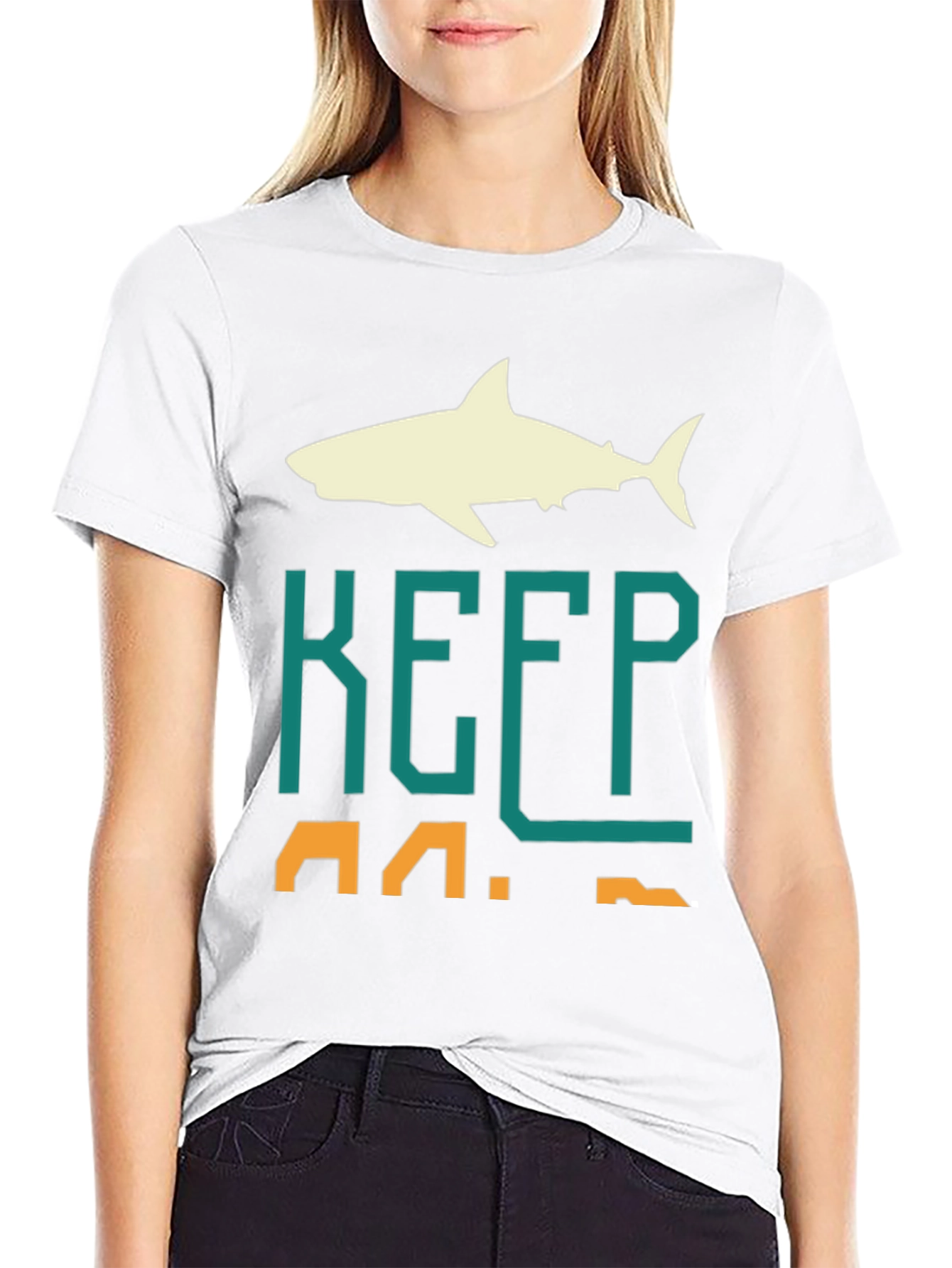 Keep Calm Shark Graphic Mens Tee