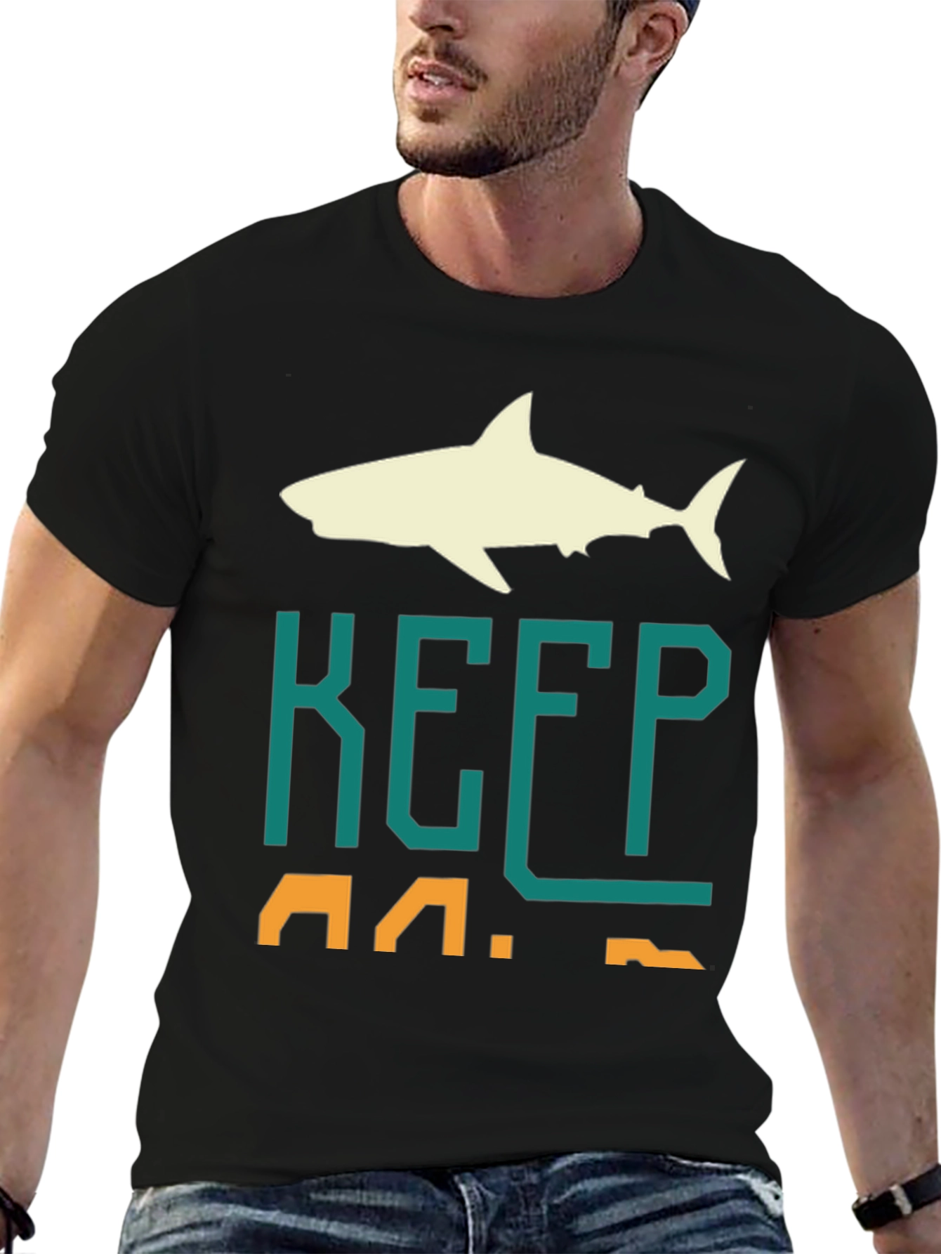 Keep Calm Shark Graphic Mens Tee