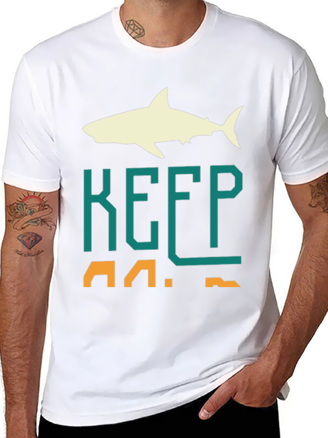 Keep Calm Shark Graphic Mens Tee