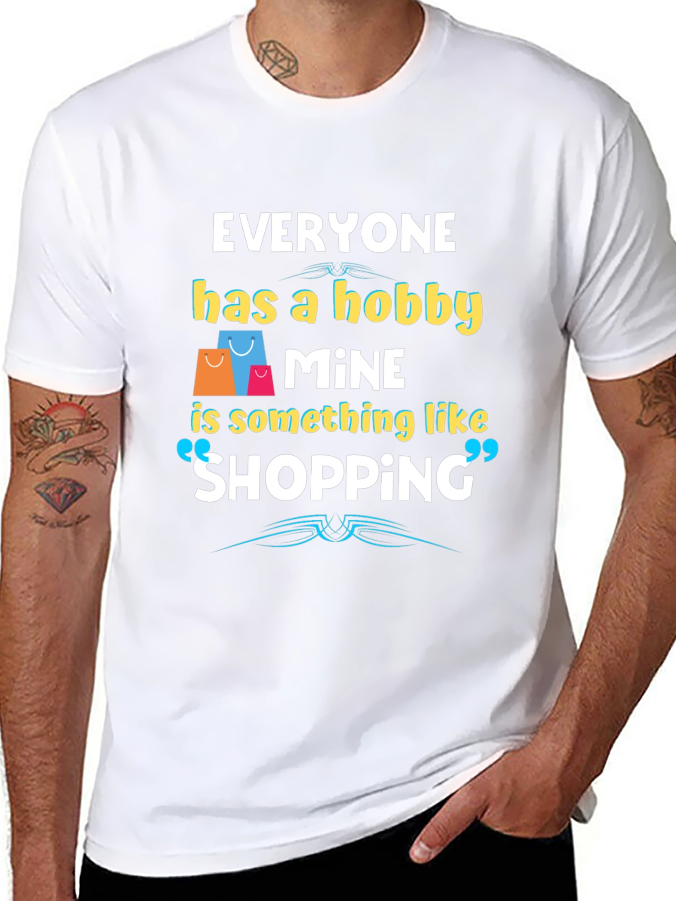 Shopping Hobby T-Shirt - Black Cotton Blend