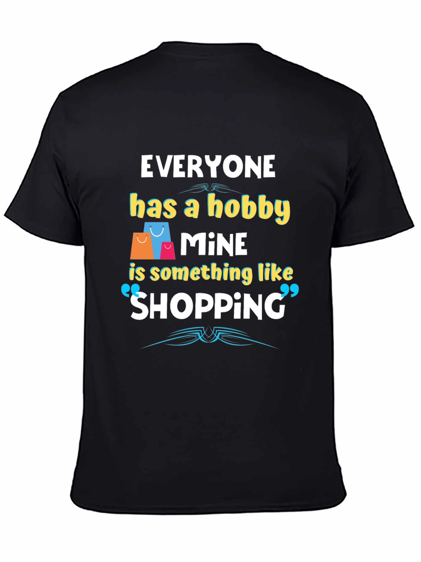 Shopping Hobby T-Shirt - Black Cotton Blend