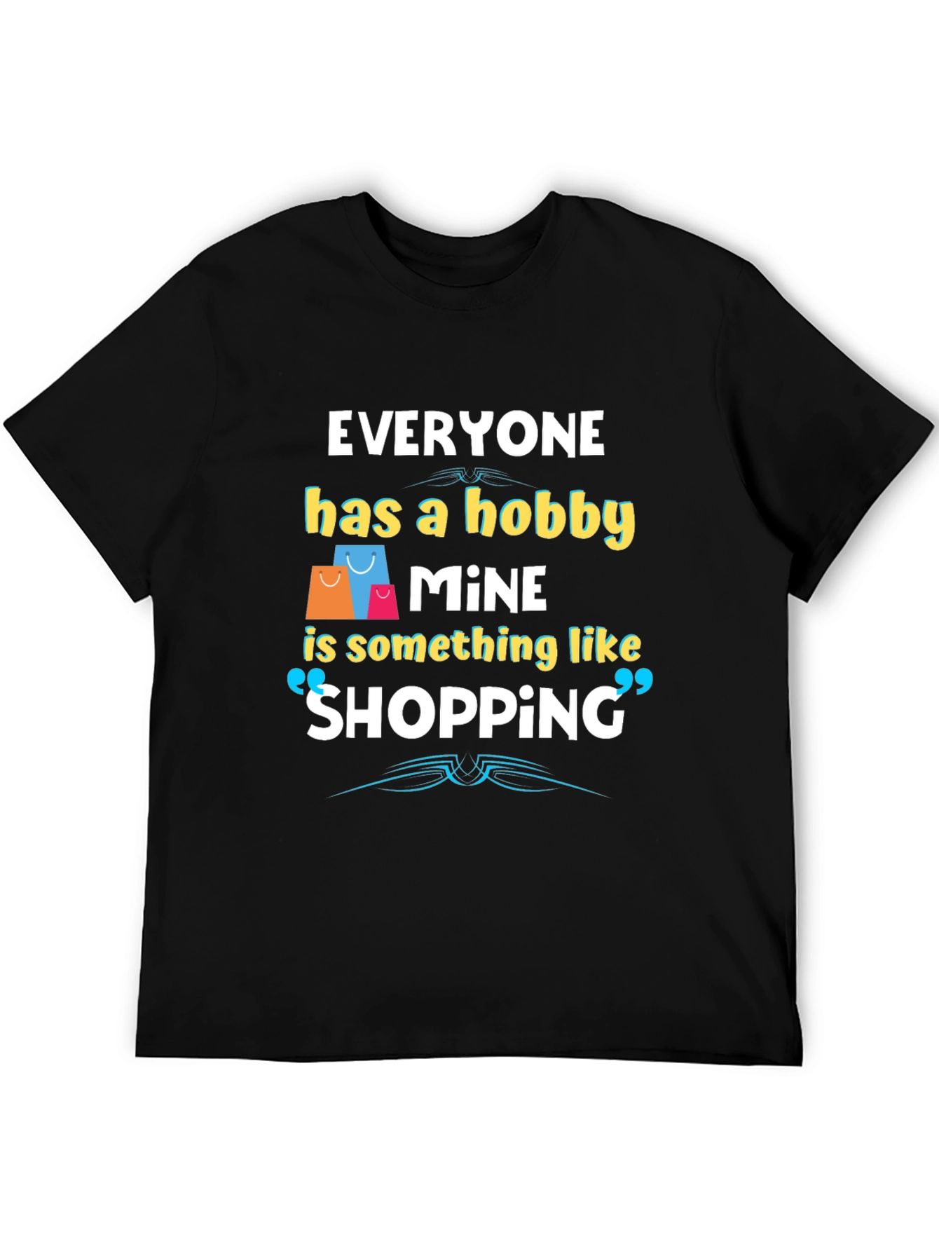 Shopping Hobby T-Shirt - Black Cotton Blend