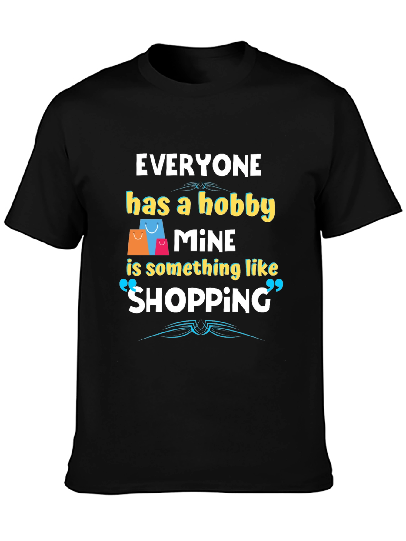 Shopping Hobby T-Shirt - Black Cotton Blend