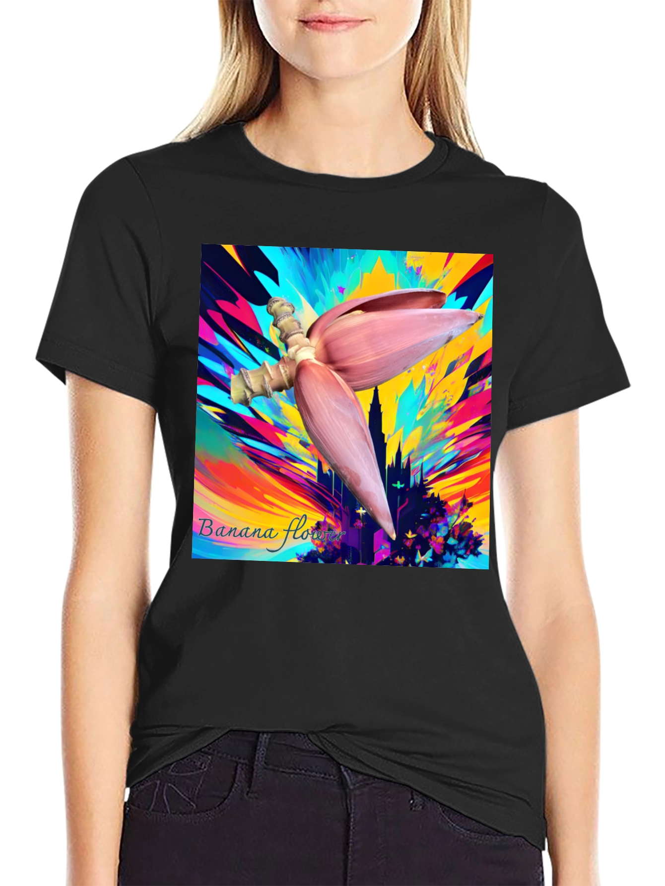 Vibrant Banana Flower Graphic Tee - Unique Artistic Design