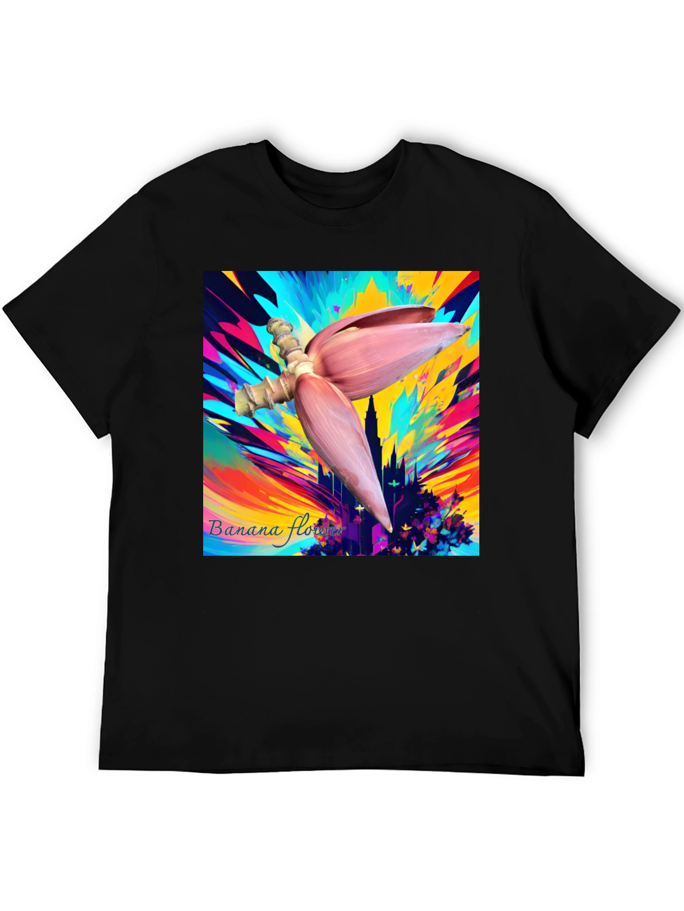 Vibrant Banana Flower Graphic Tee - Unique Artistic Design