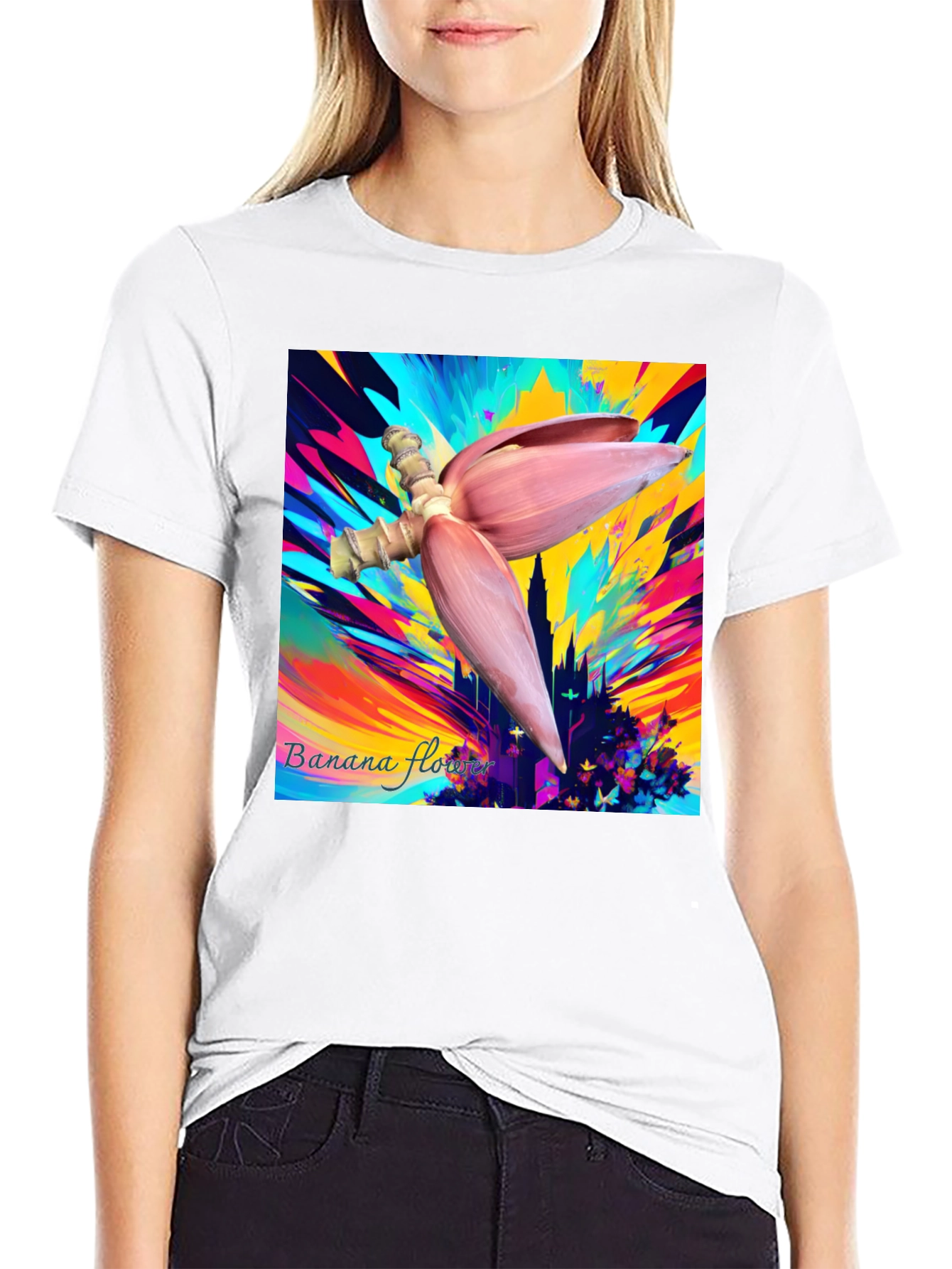 Vibrant Banana Flower Graphic Tee - Unique Artistic Design