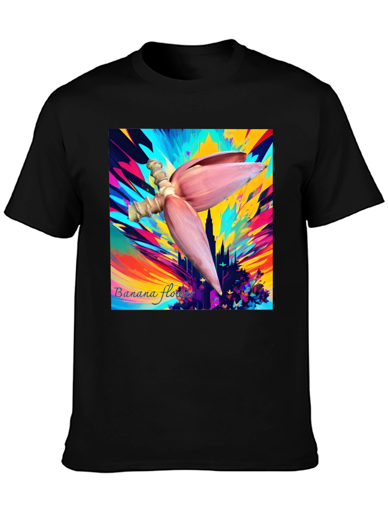 Vibrant Banana Flower Graphic Tee - Unique Artistic Design