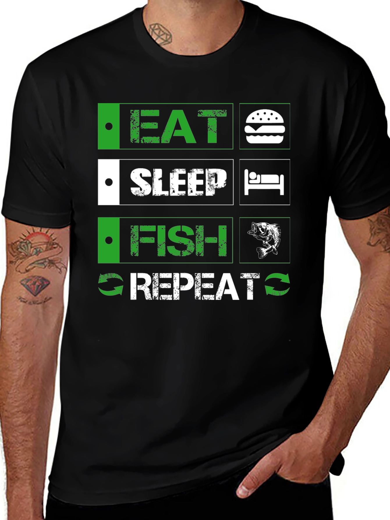 Eat Sleep Fish Repeat Graphic Tee