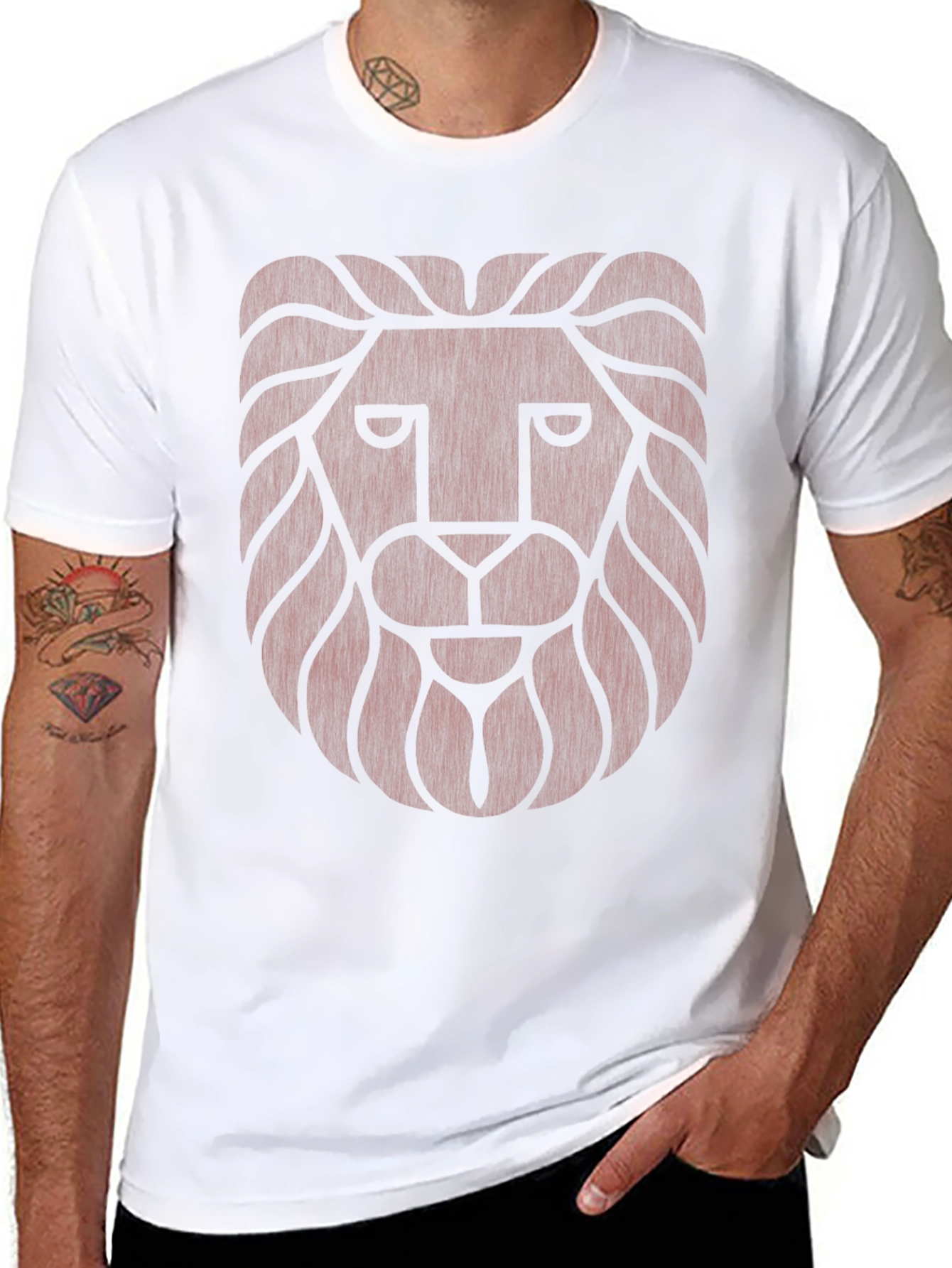 Lion Graphic Tee - Black Crew Neck T-Shirt