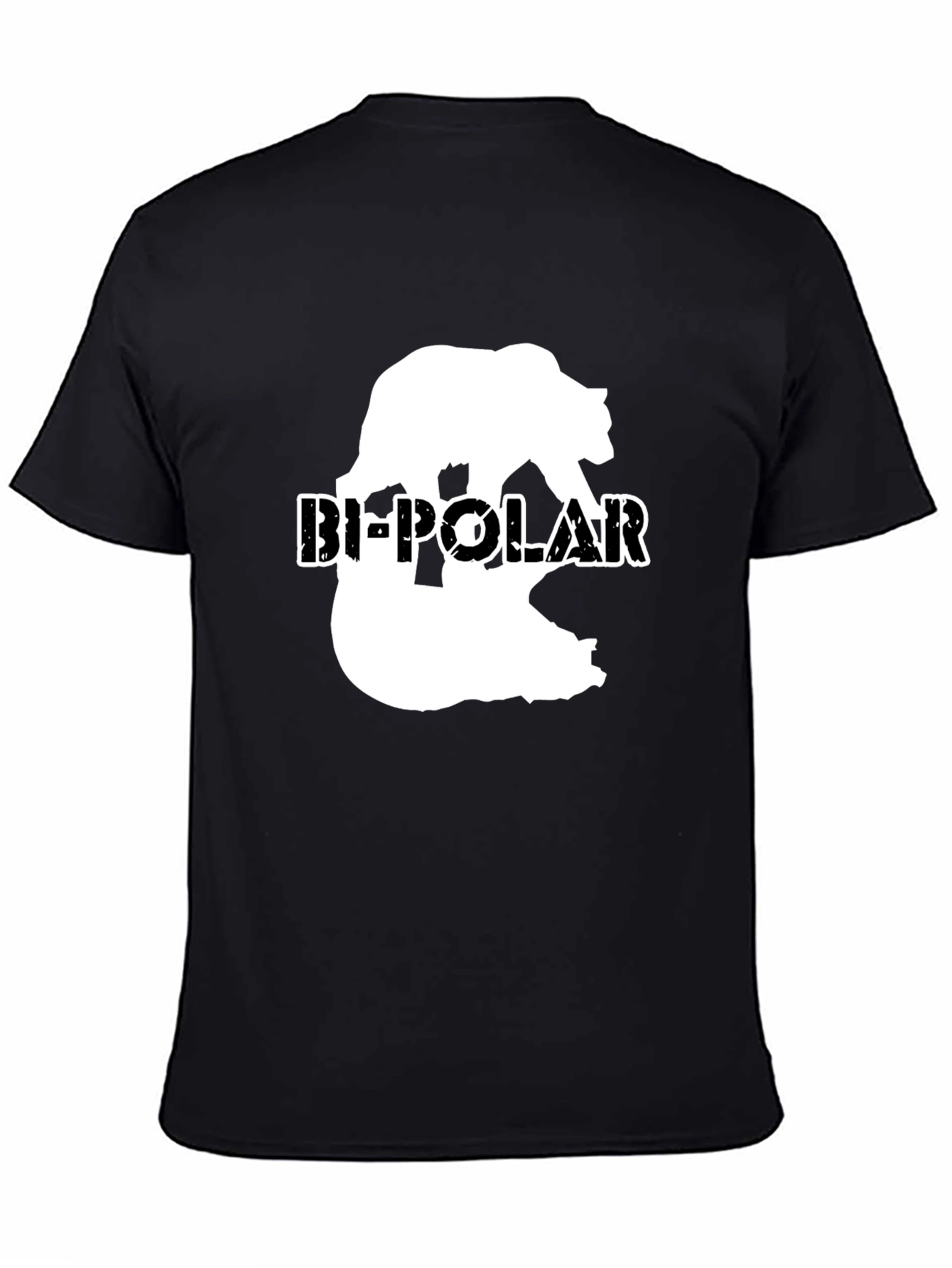 Bi-Polar Bear Graphic Print Black T-Shirt