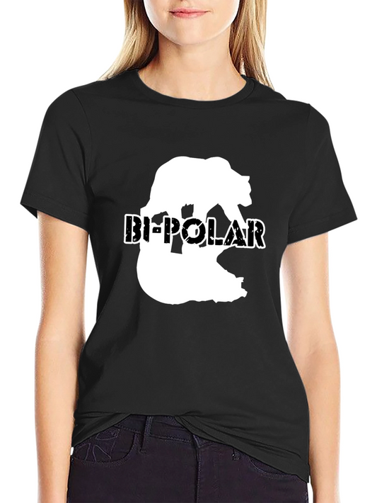 Bi-Polar Bear Graphic Print Black T-Shirt