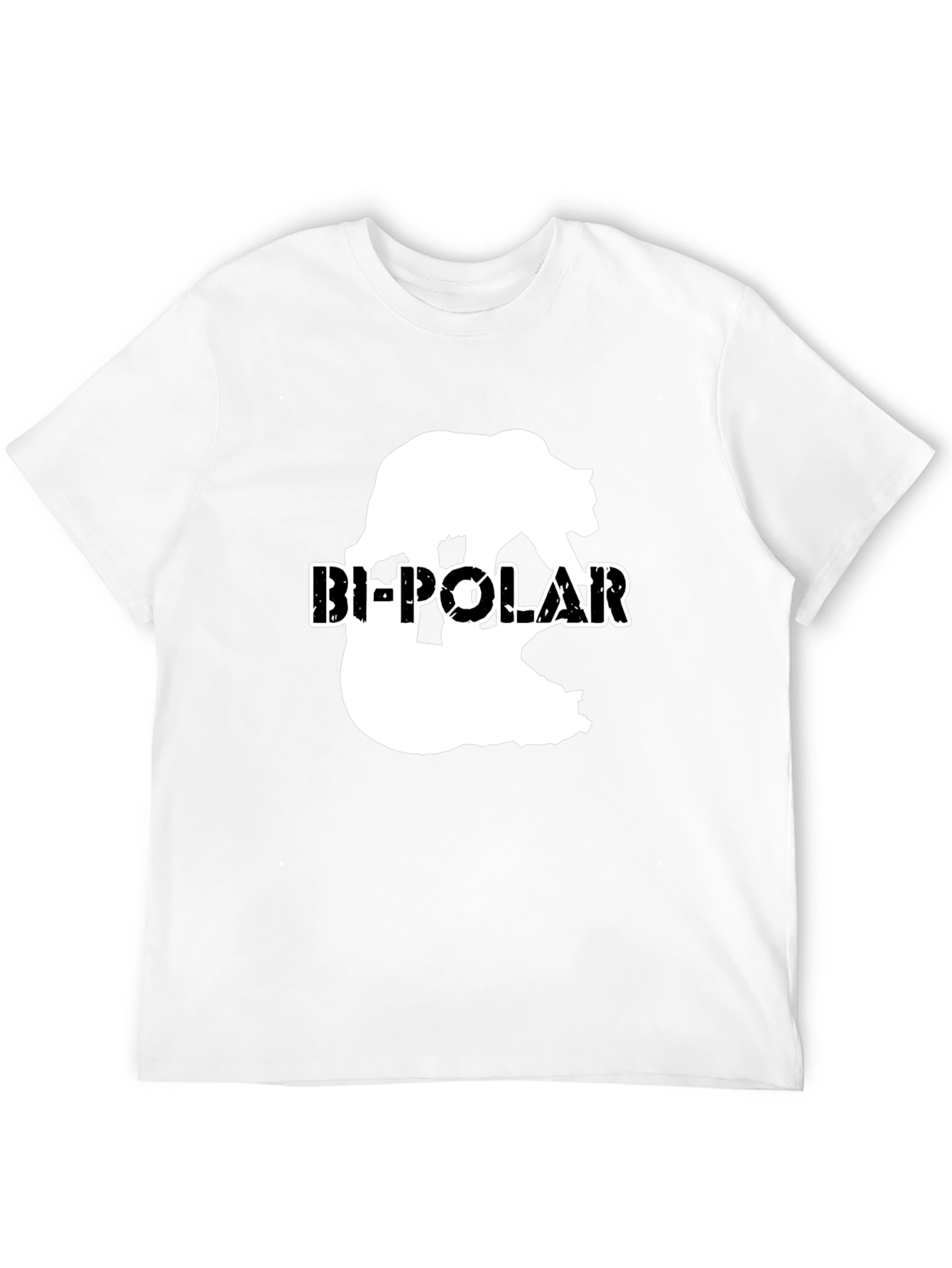 Bi-Polar Bear Graphic Print Black T-Shirt
