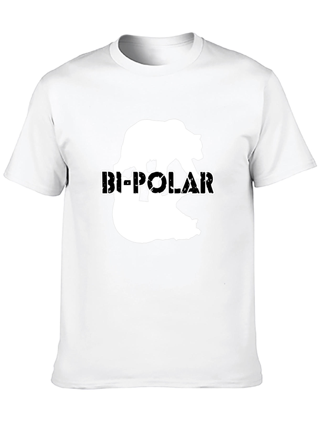 Bi-Polar Bear Graphic Print Black T-Shirt