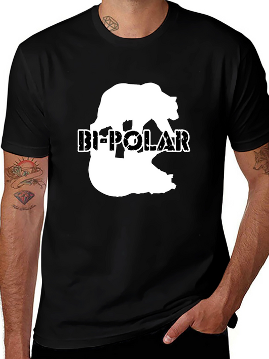 Bi-Polar Bear Graphic Print Black T-Shirt