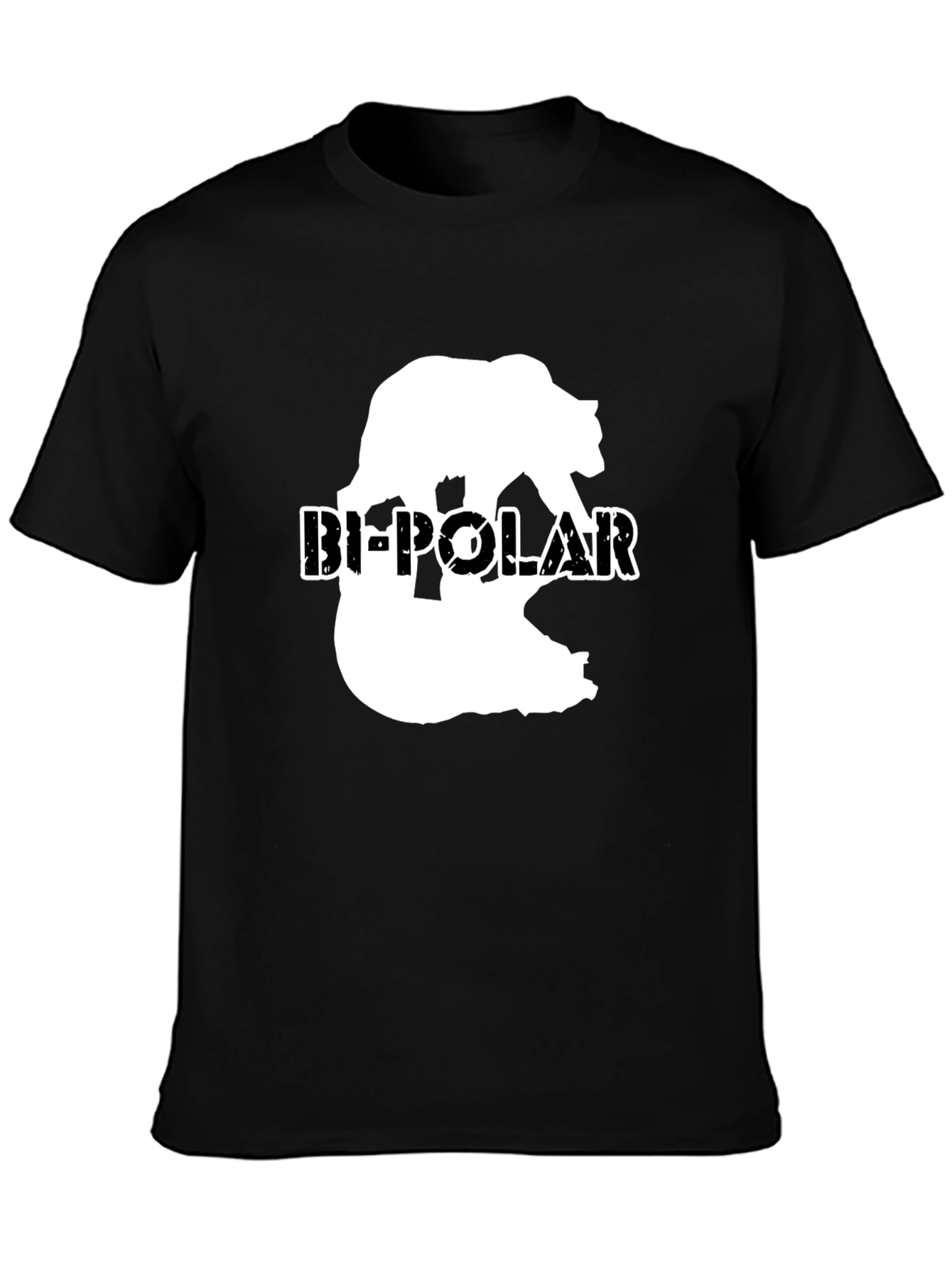 Bi-Polar Bear Graphic Print Black T-Shirt