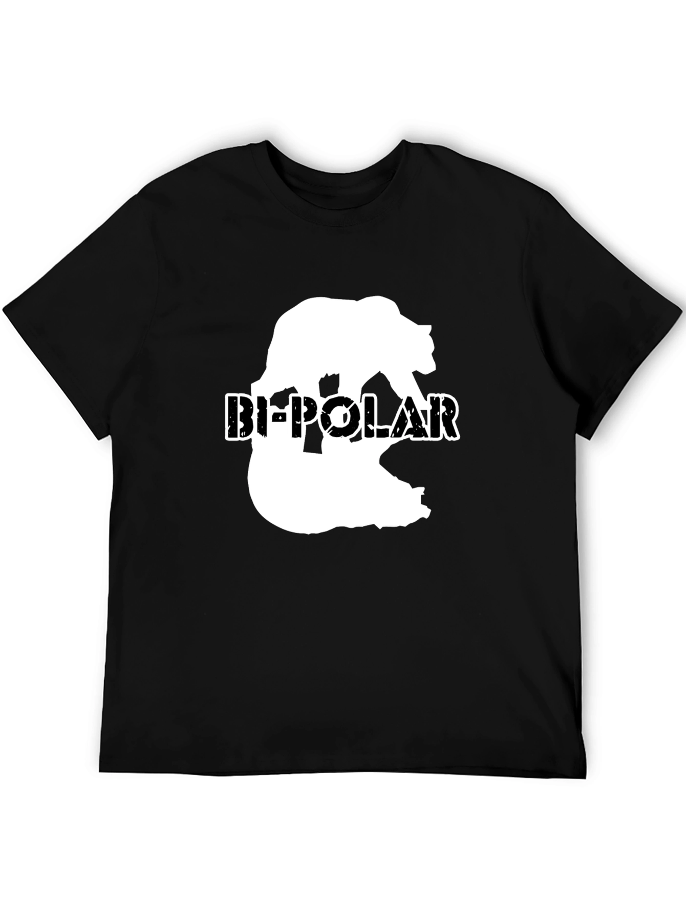Bi-Polar Bear Graphic Print Black T-Shirt