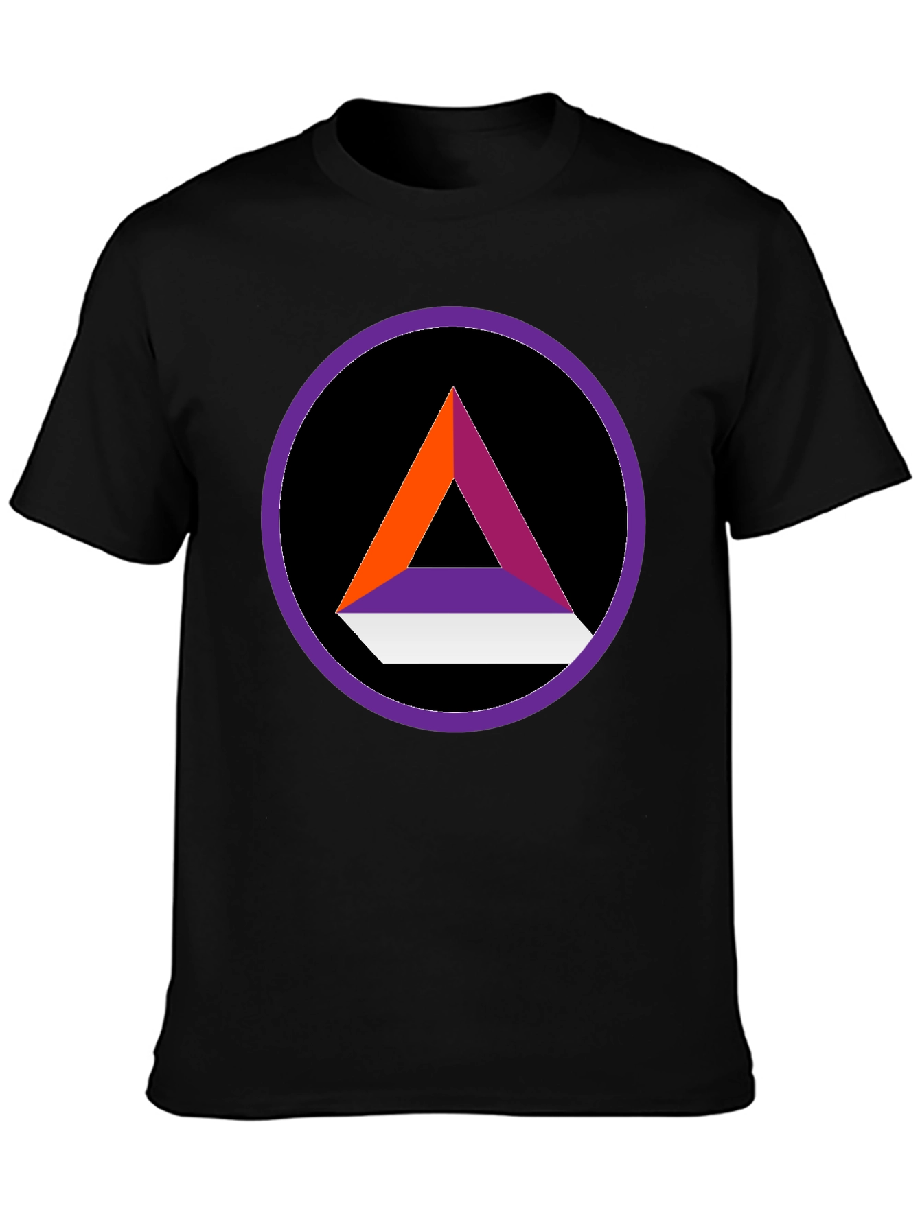 Abstract Triangle Circle Graphic Tee - Stylish Black Shirt