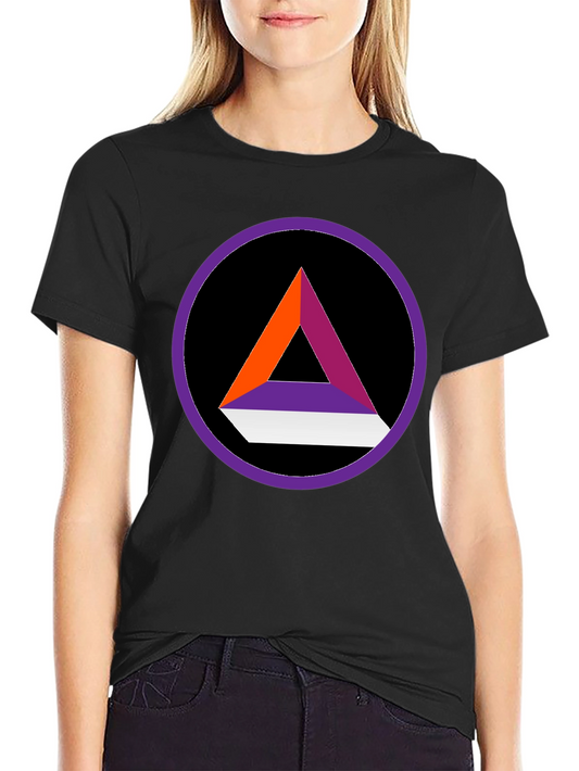 Abstract Triangle Circle Graphic Tee - Stylish Black Shirt