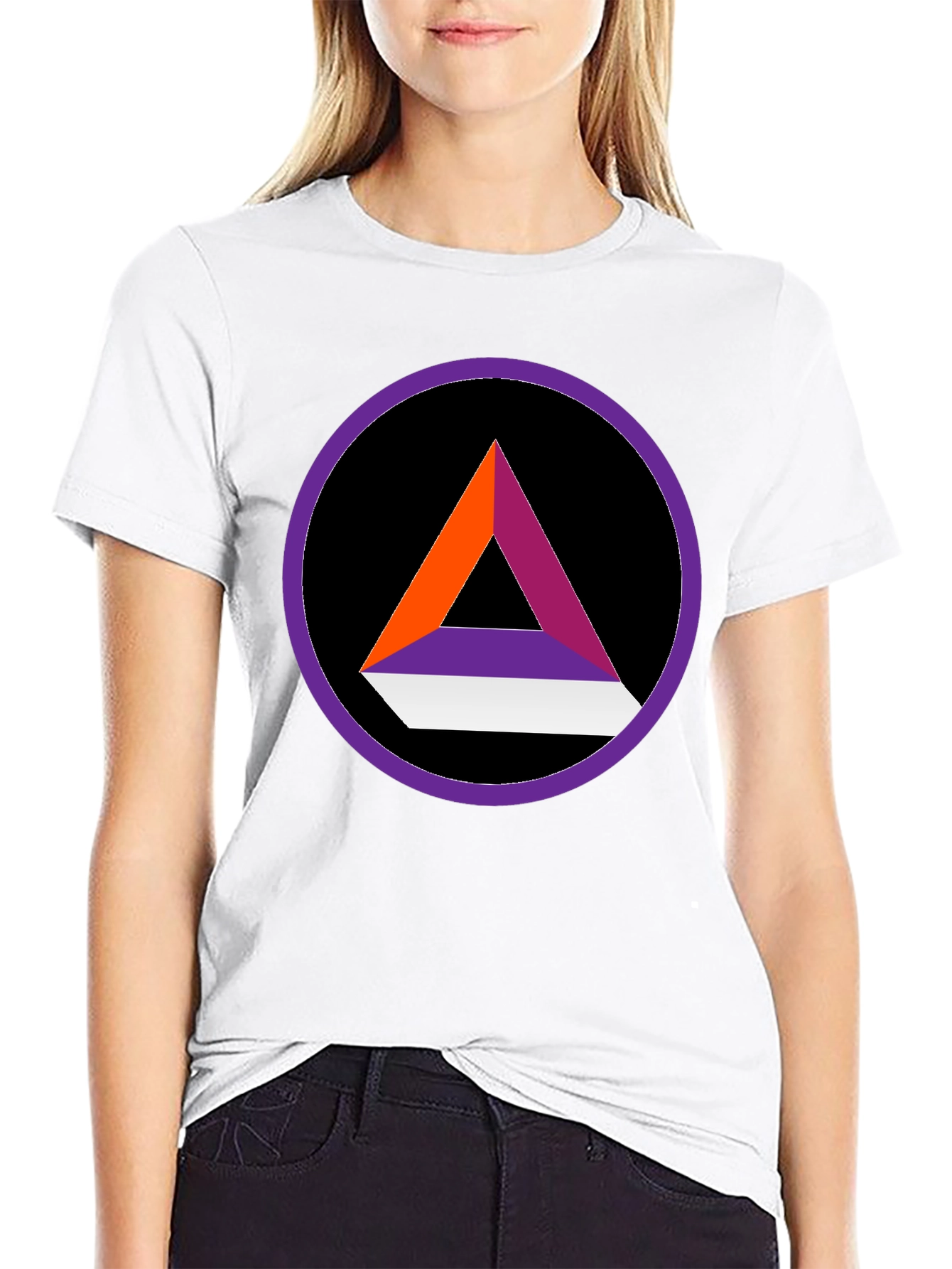 Abstract Triangle Circle Graphic Tee - Stylish Black Shirt