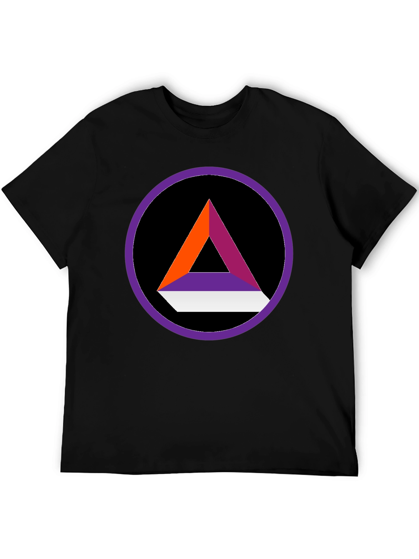Abstract Triangle Circle Graphic Tee - Stylish Black Shirt