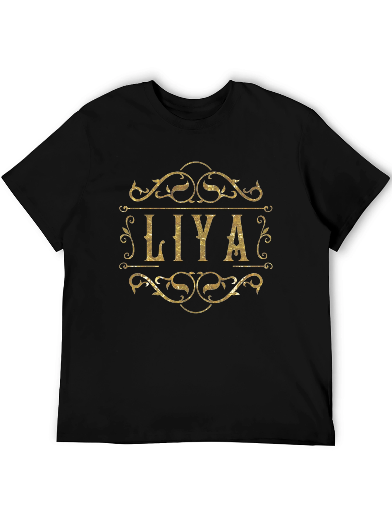 Personalized LIYA Gold Graphic Black T-Shirt
