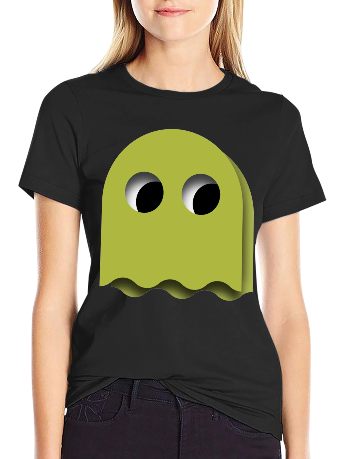 Funky Ghost Graphic Tee - Black Cotton Blend