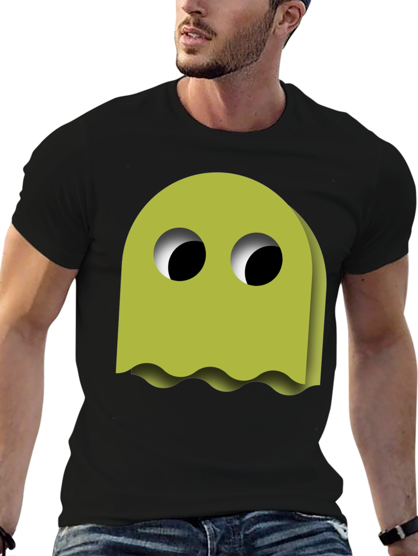 Funky Ghost Graphic Tee - Black Cotton Blend