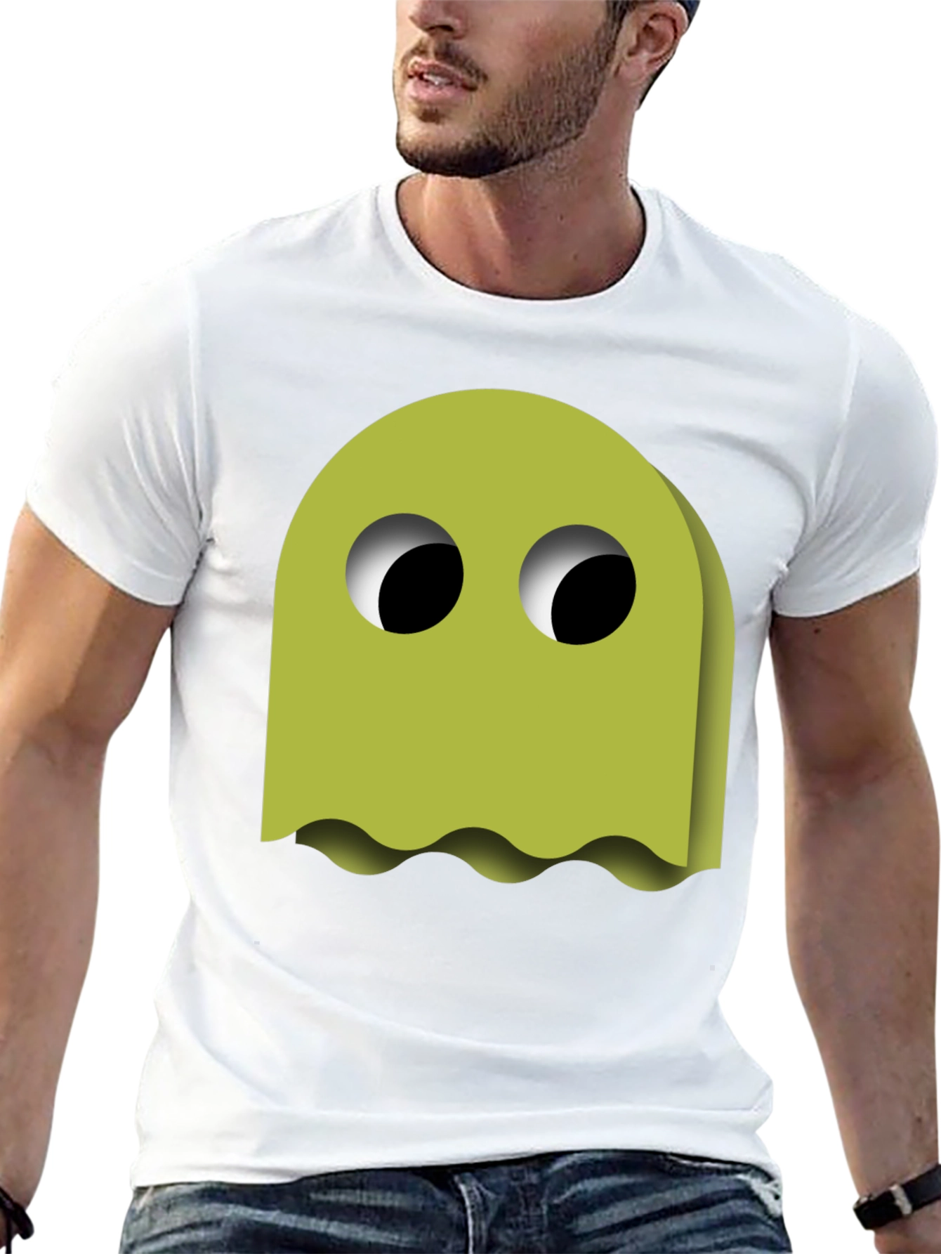 Funky Ghost Graphic Tee - Black Cotton Blend