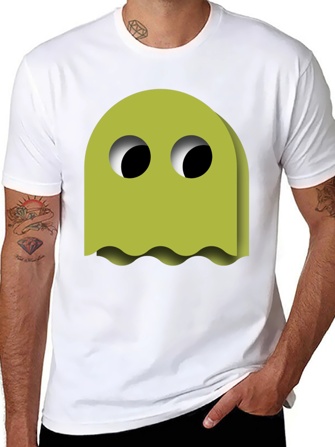 Funky Ghost Graphic Tee - Black Cotton Blend