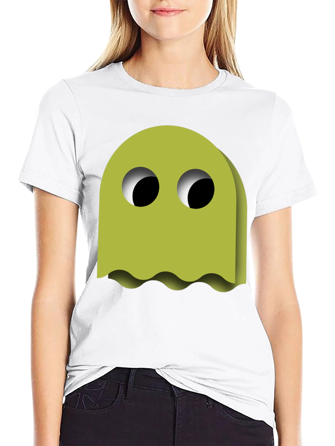 Funky Ghost Graphic Tee - Black Cotton Blend