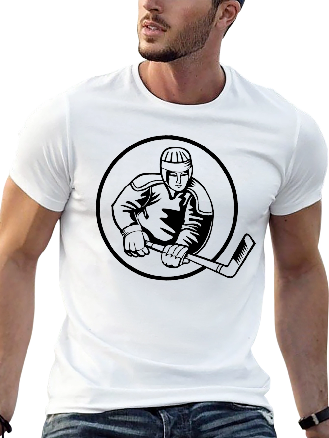 Hockey Player Graphic Tee - Black