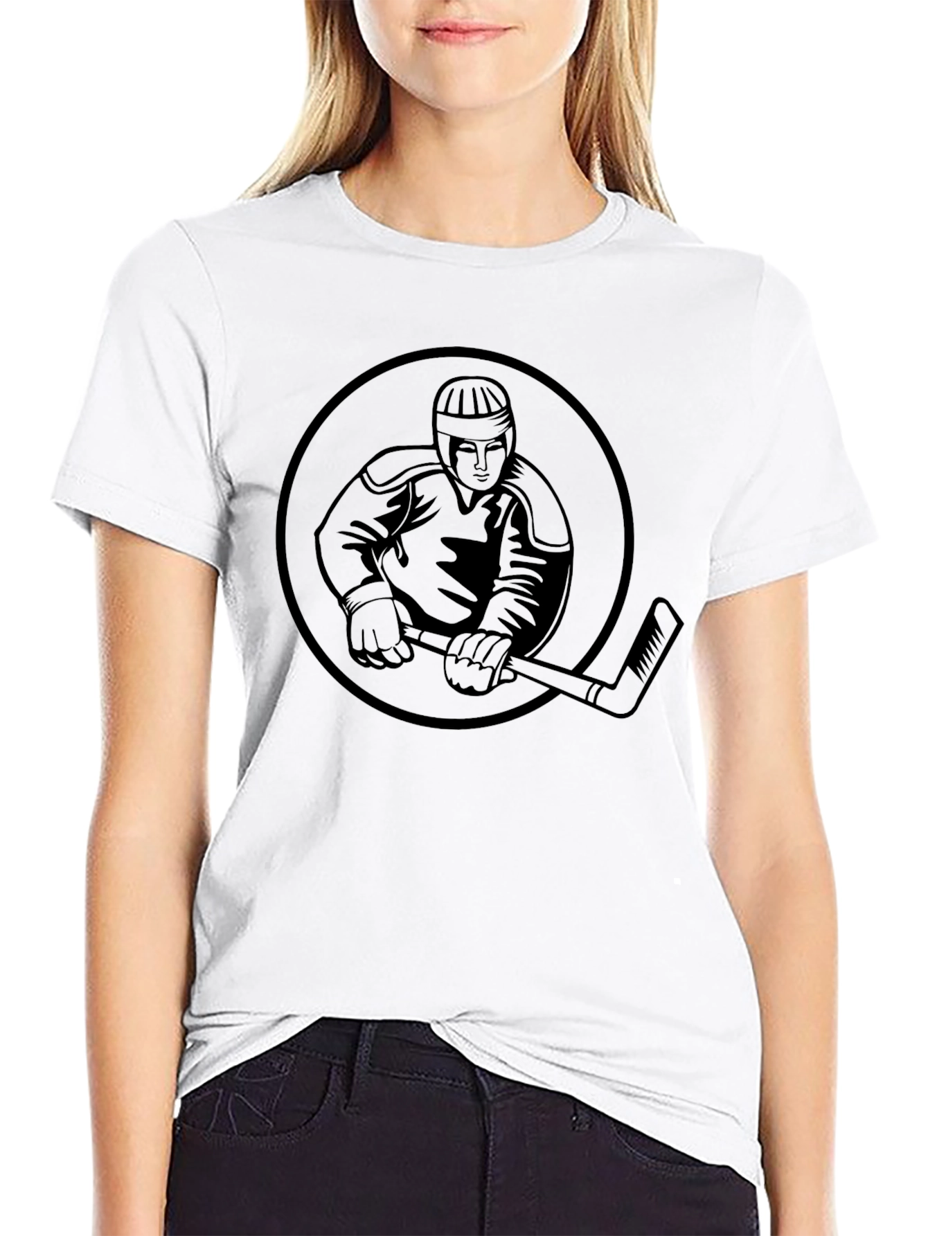 Hockey Player Graphic Tee - Black
