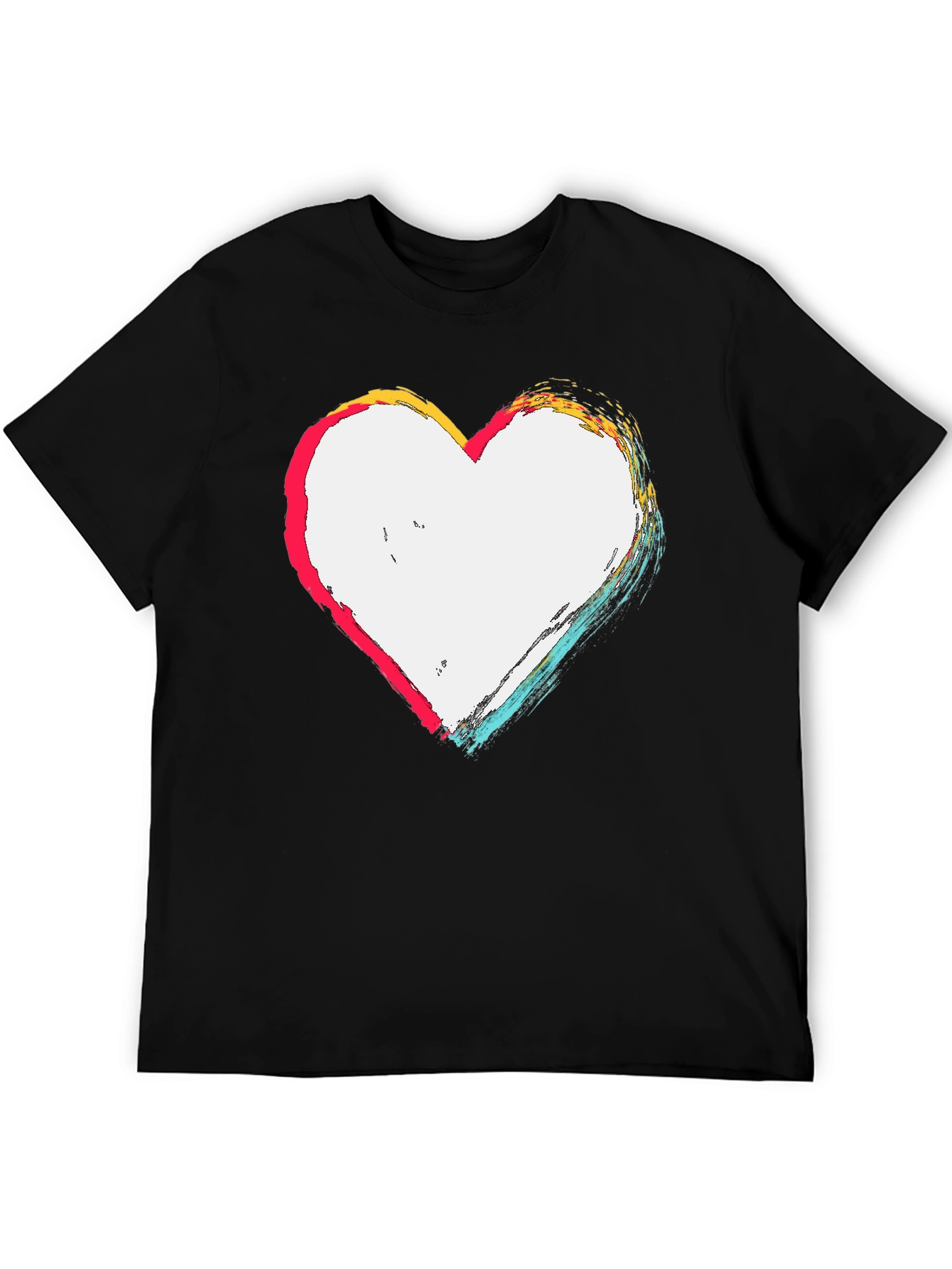 Abstract Heart Graphic T-Shirt - Casual Black Tee