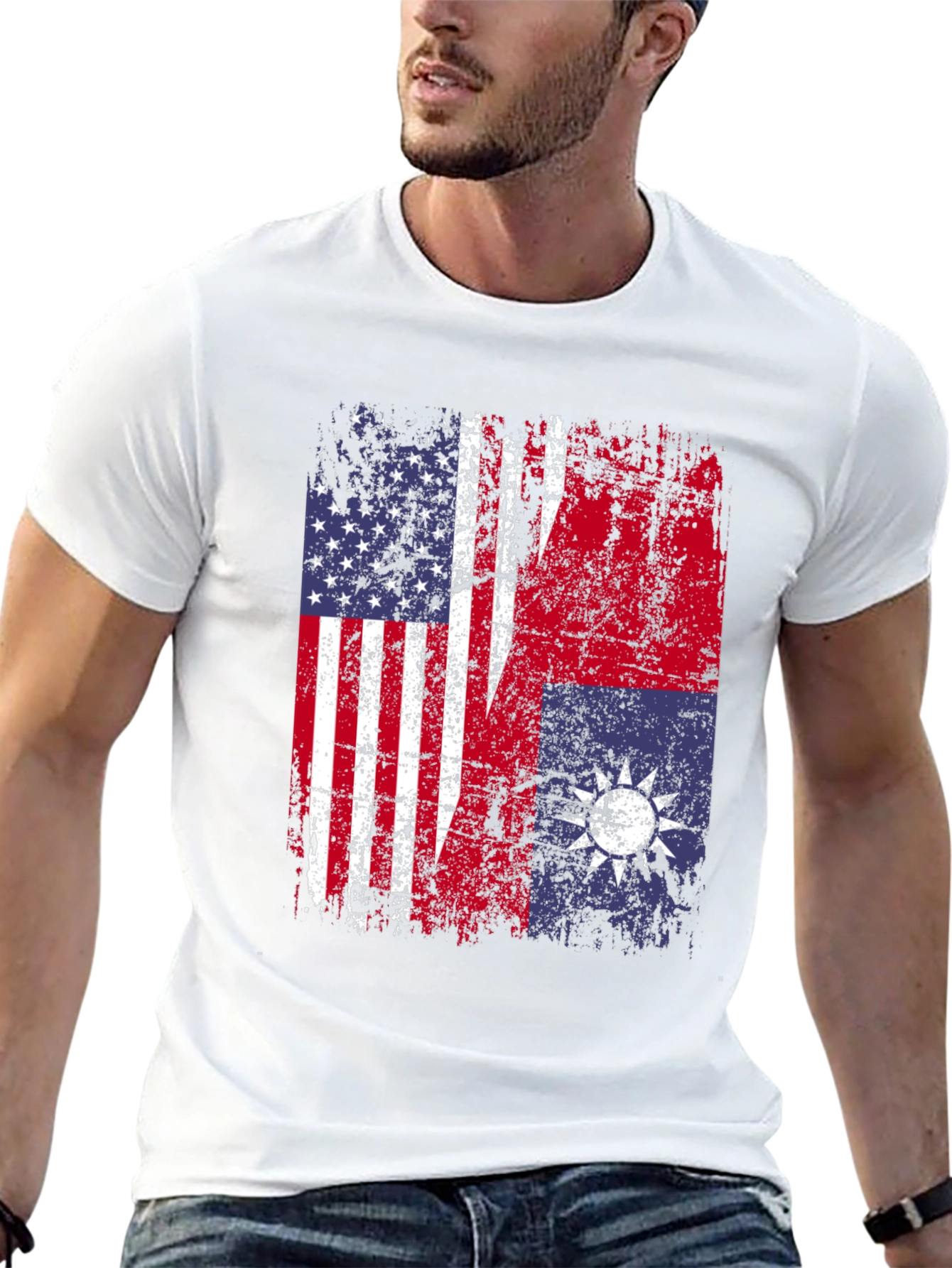 USA Taiwan Flag Graphic T-Shirt