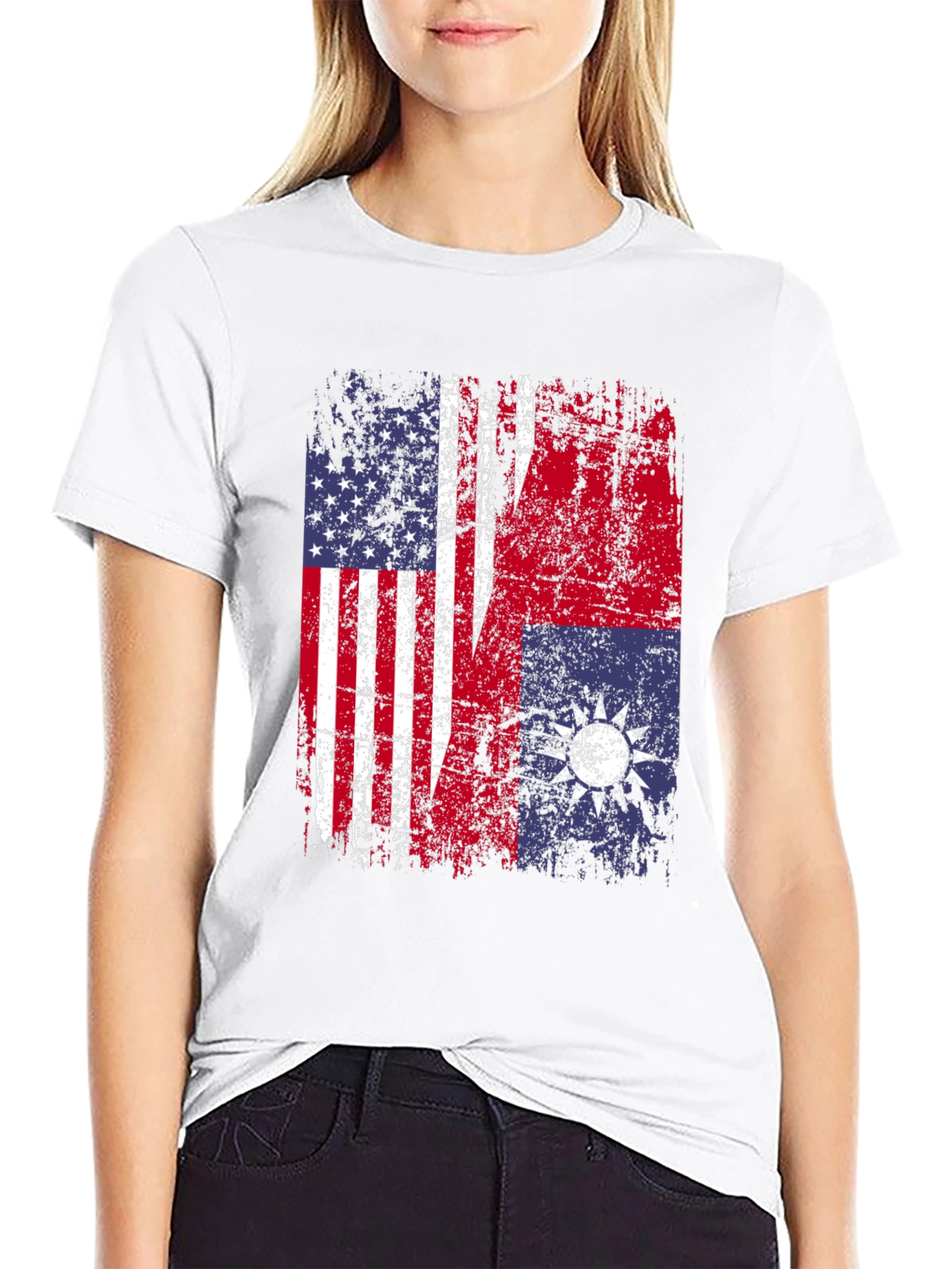 USA Taiwan Flag Graphic T-Shirt