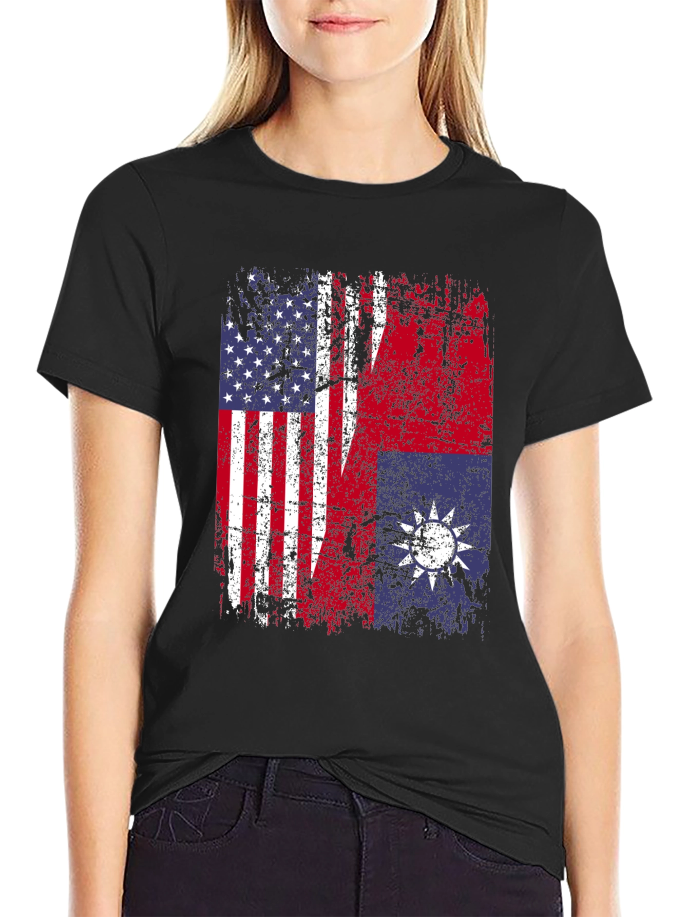 USA Taiwan Flag Graphic T-Shirt