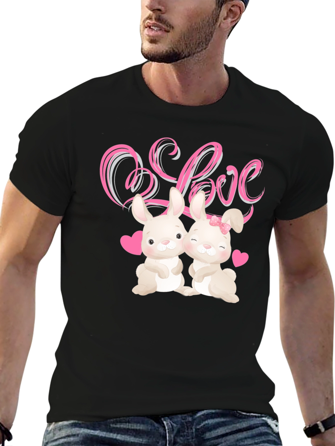 Love Bunnies Black Graphic Tee