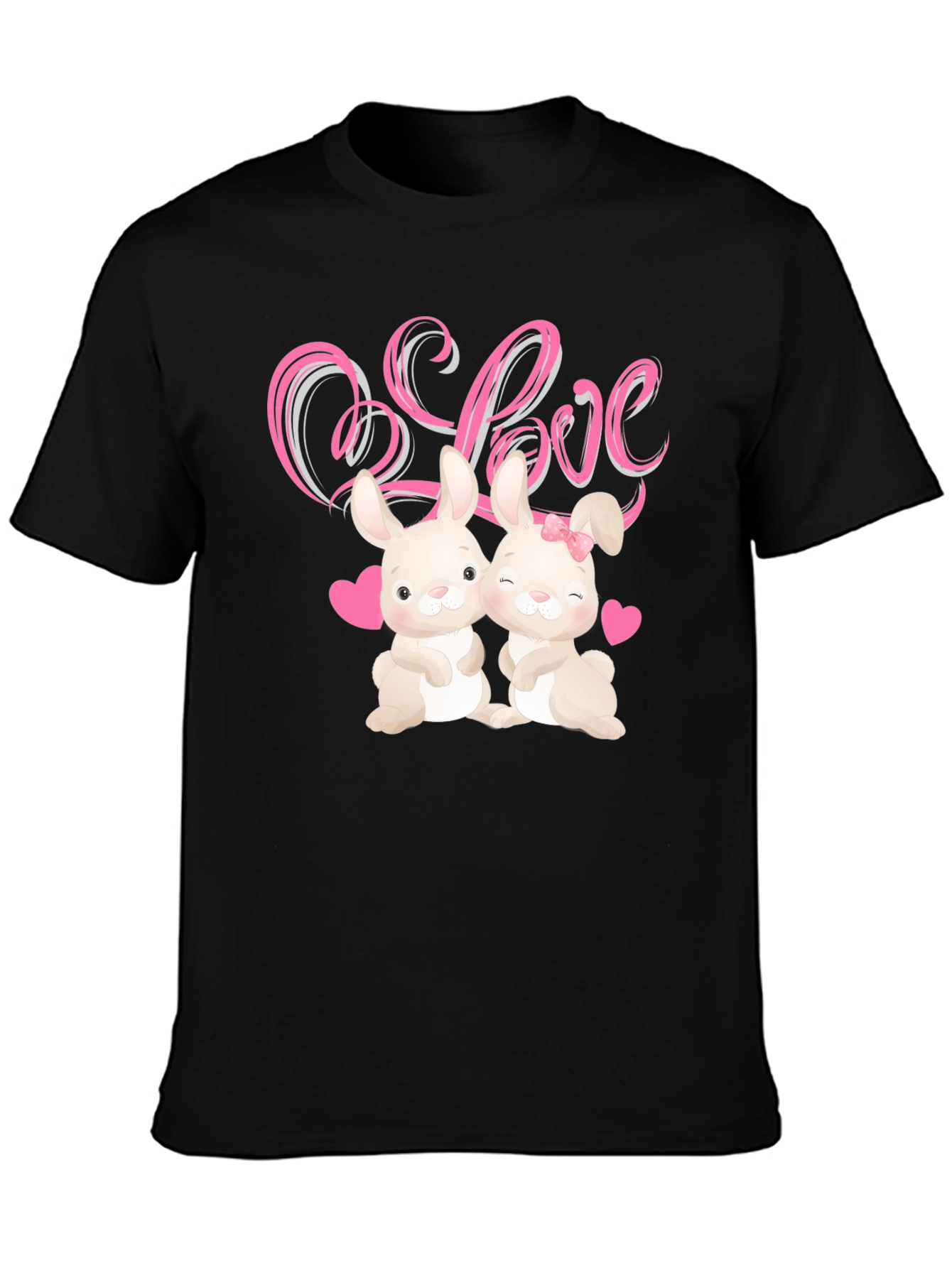 Love Bunnies Black Graphic Tee