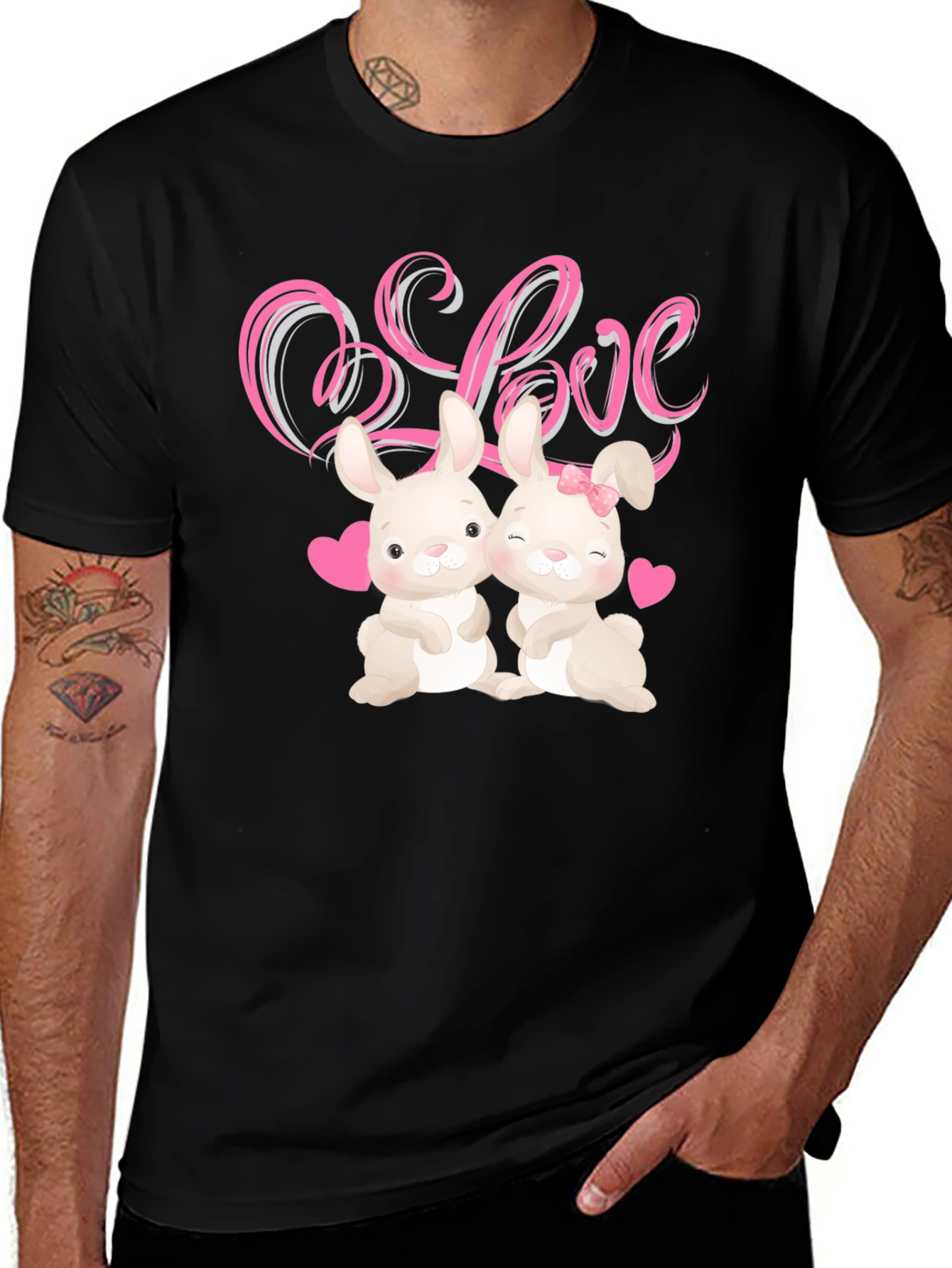 Love Bunnies Black Graphic Tee