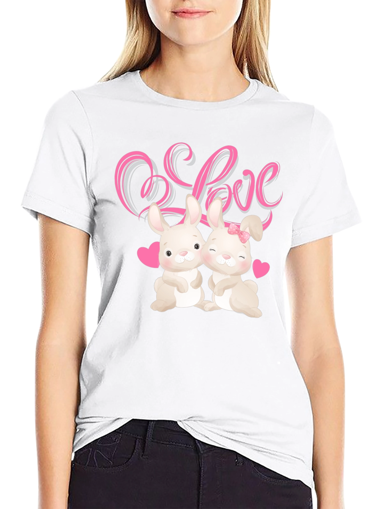 Love Bunnies Black Graphic Tee